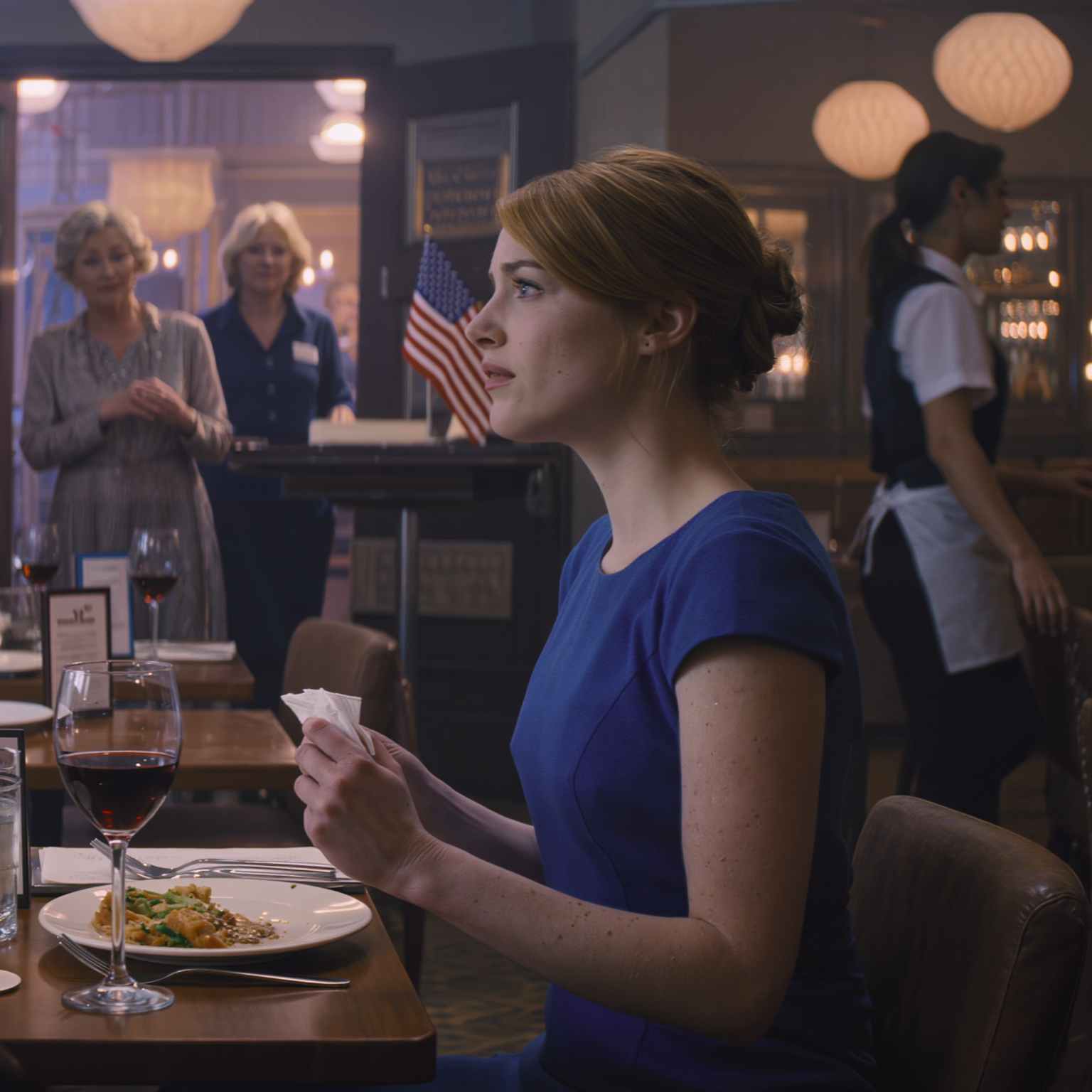 Five years after my husband suddenly died, I was trembling as I went on my first date – in the middle of dinner he stood up and left without a word, feeling wretched and humiliated I asked for the check, and the waitress leaned close to my ear and whispered, “Don’t leave yet, someone just came looking for you…”