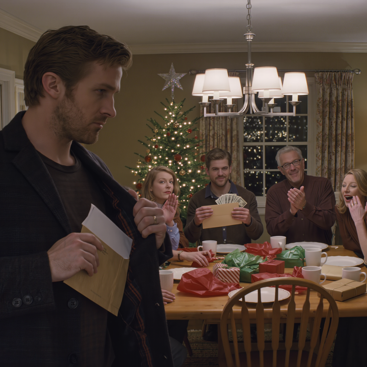 At the family christmas gift exchange, i gave my brother a sealed envelope: three months of covered rent. he opened it, looked around, and said, “tries to compensate for the fact that he’s not needed by this family.” the whole room erupted with laughter – except for me. i just took the envelope back and said, “useful to know” ten minutes later, the whole family was shouting, “please listen to us!”