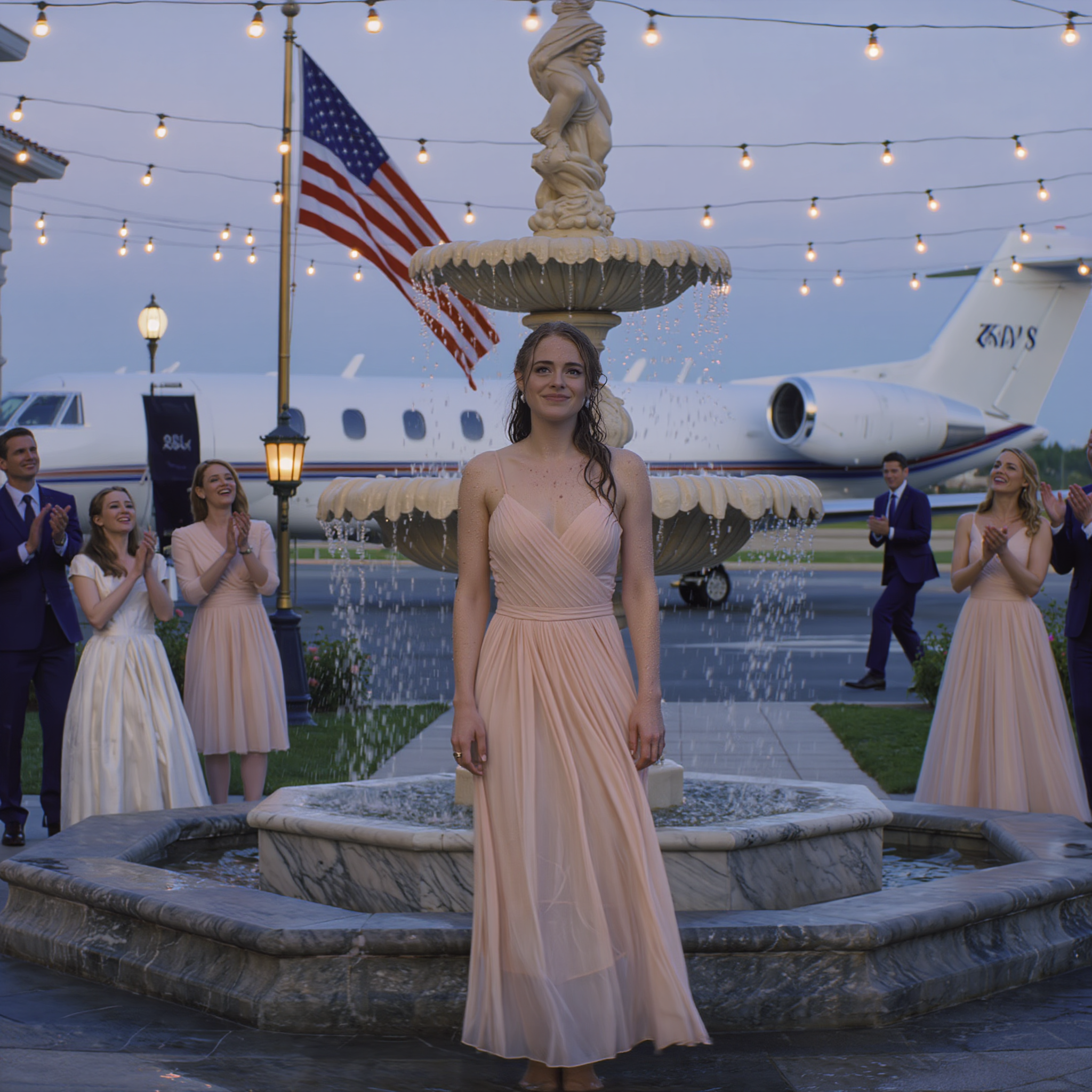 My family laughed as I walked into my sister’s wedding alone, ‘She couldn’t even find a date!’ before pushing me back into the marble fountain. The guests applauded. As I stood there, dripping wet, I looked into his eyes and smiled. ‘Remember this moment,’ I said. Little did they know that my secret husband, a man they only read about on the Forbes list, had diverted his private plane.