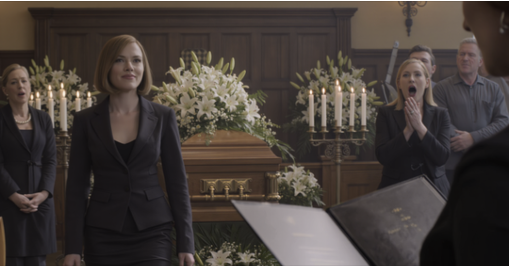 My husband’s funeral was packed with relatives murmuring like it was a courtroom, the stench of lilies choking the air… then my daughter walked up to the coffin, stared me down, and spat, “You should be the one lying in there, Mom.” — I stayed silent… and 7 days later, one phone call made her go pale.