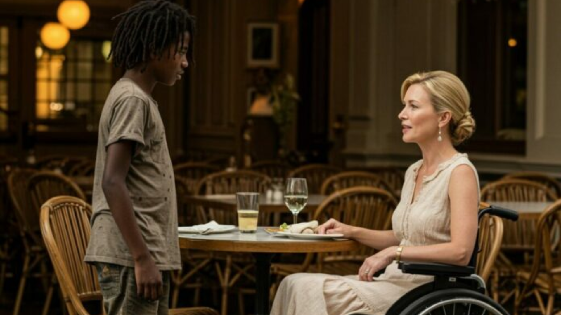 The poor black boy asked the paralyzed millionaire: “Can I cure you in exchange for that leftover food?” She smiled – and then everything changed…