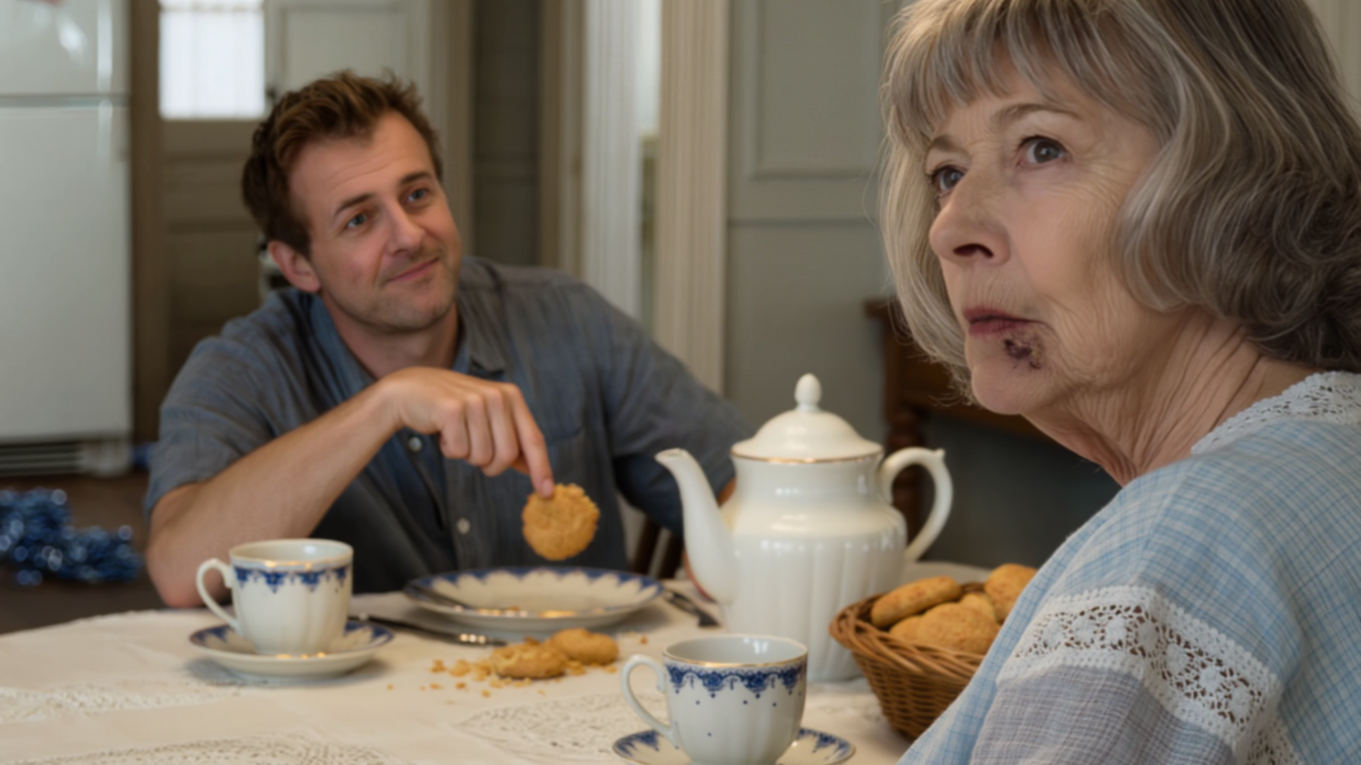 My son raised his hand at me right in my own kitchen — i stayed quiet, not a single word… the next morning i laid out a whole feast, he smirked: “you finally learned your place!”… until the chair beside me was quietly pulled out