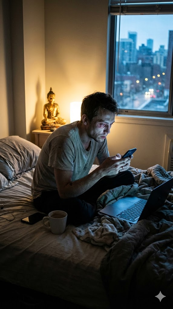 I Met the Buddha at 3 A.M., On My Messy Bed With My Phone in My Hand