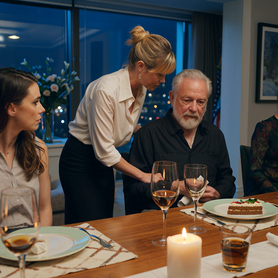 At dinner, my daughter humiliated me: “Dad, you’re a burden. Get out.” I left that night with only a grocery bag. She thought she had broken me, but she didn’t know about the secret life I had on the other side of town. When she found out, her world crumbled.