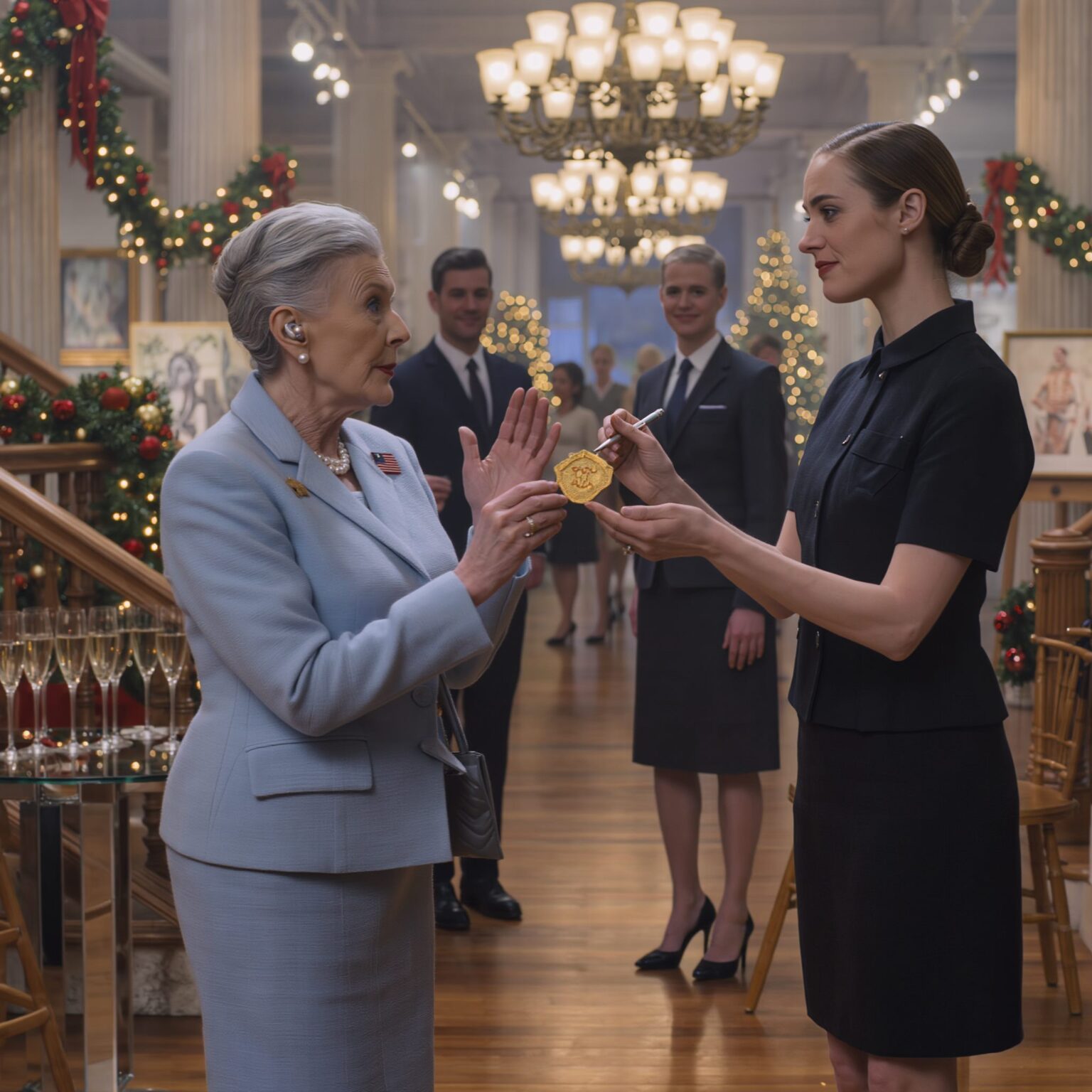 At a crowded Christmas party, a tired waitress used sign language to wish me ‘Merry Christmas’ so casually, as if it were the most normal thing in the world. She had no idea she was the only one in the room who could say that to me. By midnight, whispers were spreading that I wasn’t just an ordinary guest… and that small moment changed my next plans.