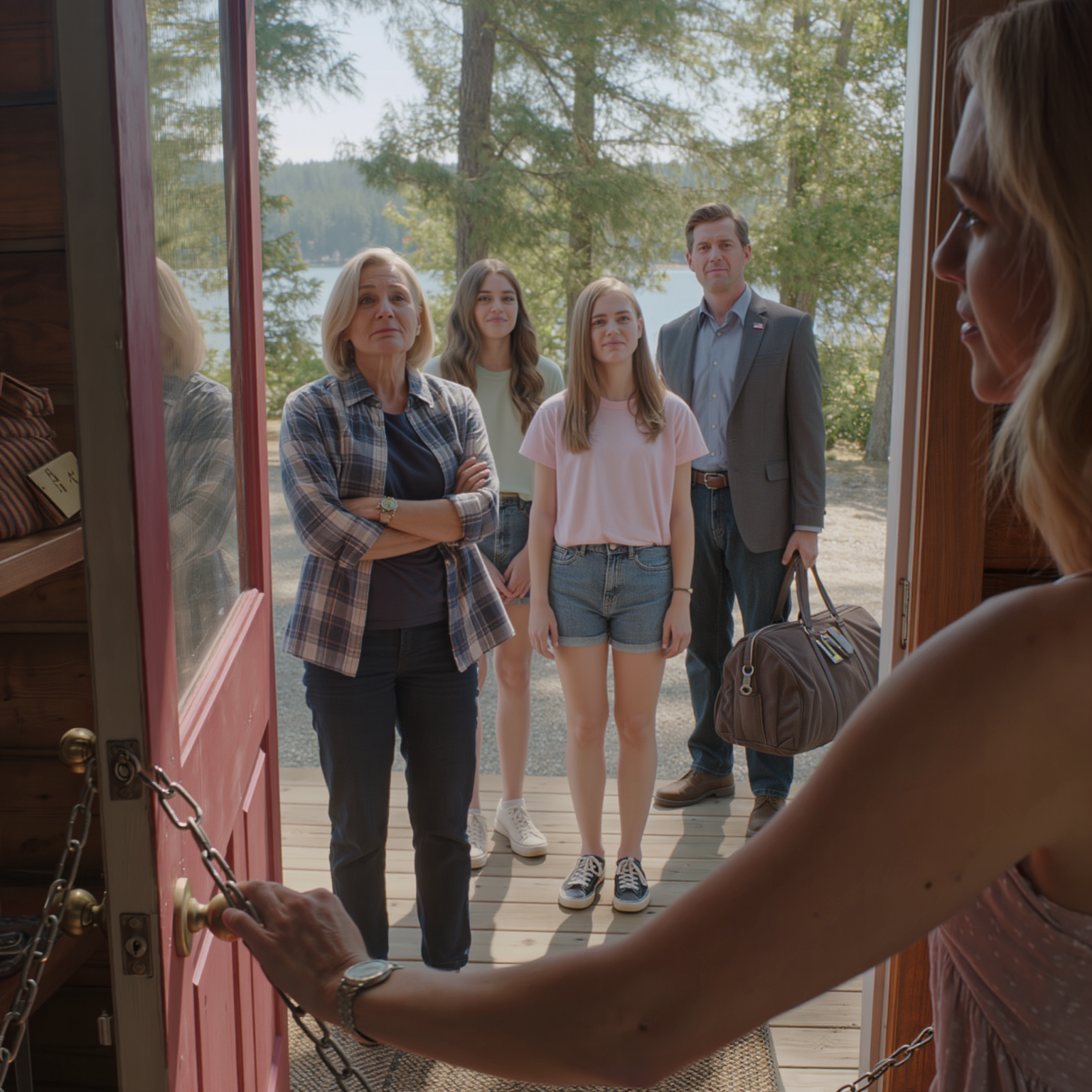 My stepmom stared me down and said, “You’re not coming. This trip is only for a real family!”—but weirdly… 10 days later they still dragged themselves up to the lakeside house in my name, laughing like nothing mattered… until they tried the key and everything froze…