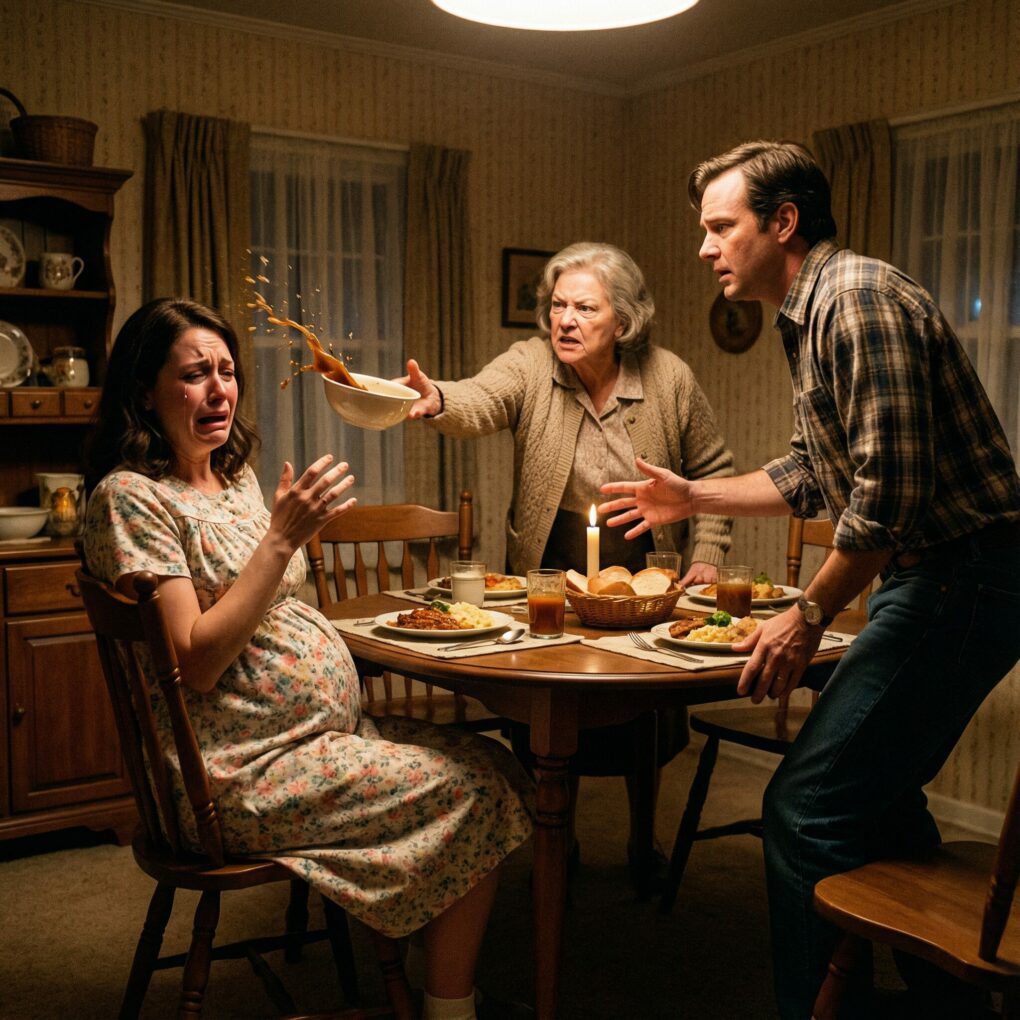 The soup was still hot when it hit her. Eight months pregnant, Emily sat frozen as it spilled down her face—while her husband stood beside her in complete silence. In that moment, she realized this wasn’t about dinner at all. It was about how much pain a woman is expected to endure before she finally chooses herself.