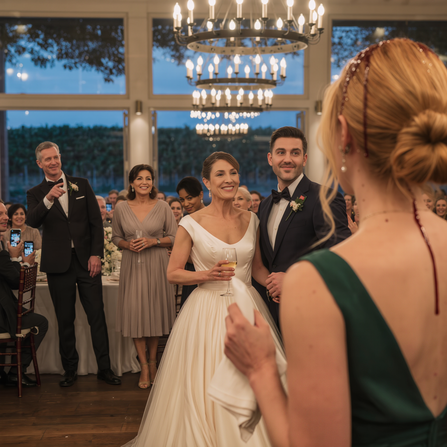 My own sister dumped a whole glass of red wine straight in my face in the middle of a 300-guest wedding just because I WOULD NOT sign over my beach house—she hissed: “You don’t know your place”… the entire hall froze… then, from table 3, someone shot to their feet and shouted one sentence, and my sister turned paper-white in exactly one second…