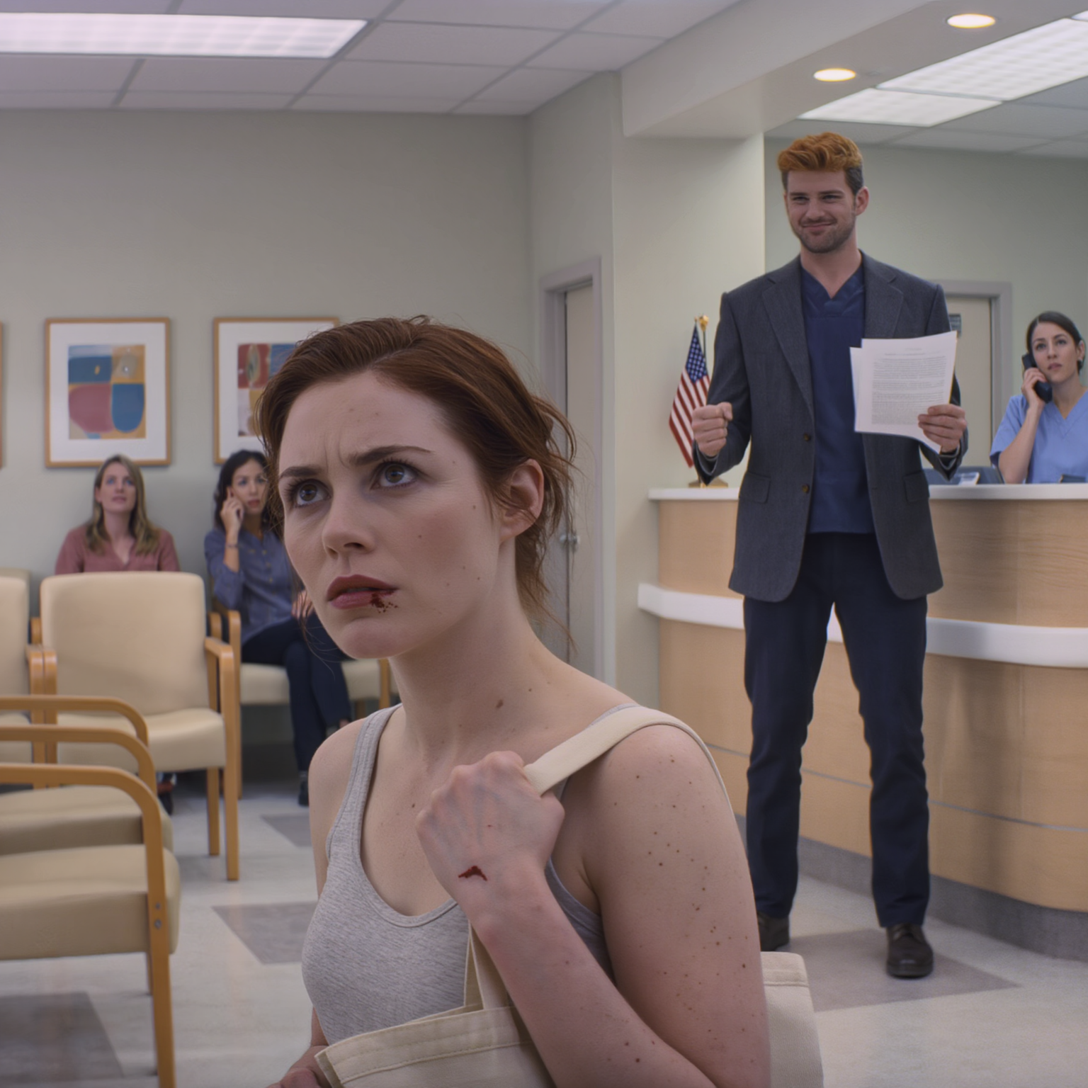 “CHOOSE HOW YOU PAY OR GET OUT!” My stepbrother screamed right in the clinic while I was still hurting after emergency surgery… I didn’t sign… and the slap made the whole room go dead silent… that night the locks were changed, my things were thrown onto the lawn… until a neighbor said one sentence about Dad’s phone — and I remembered “the basement”