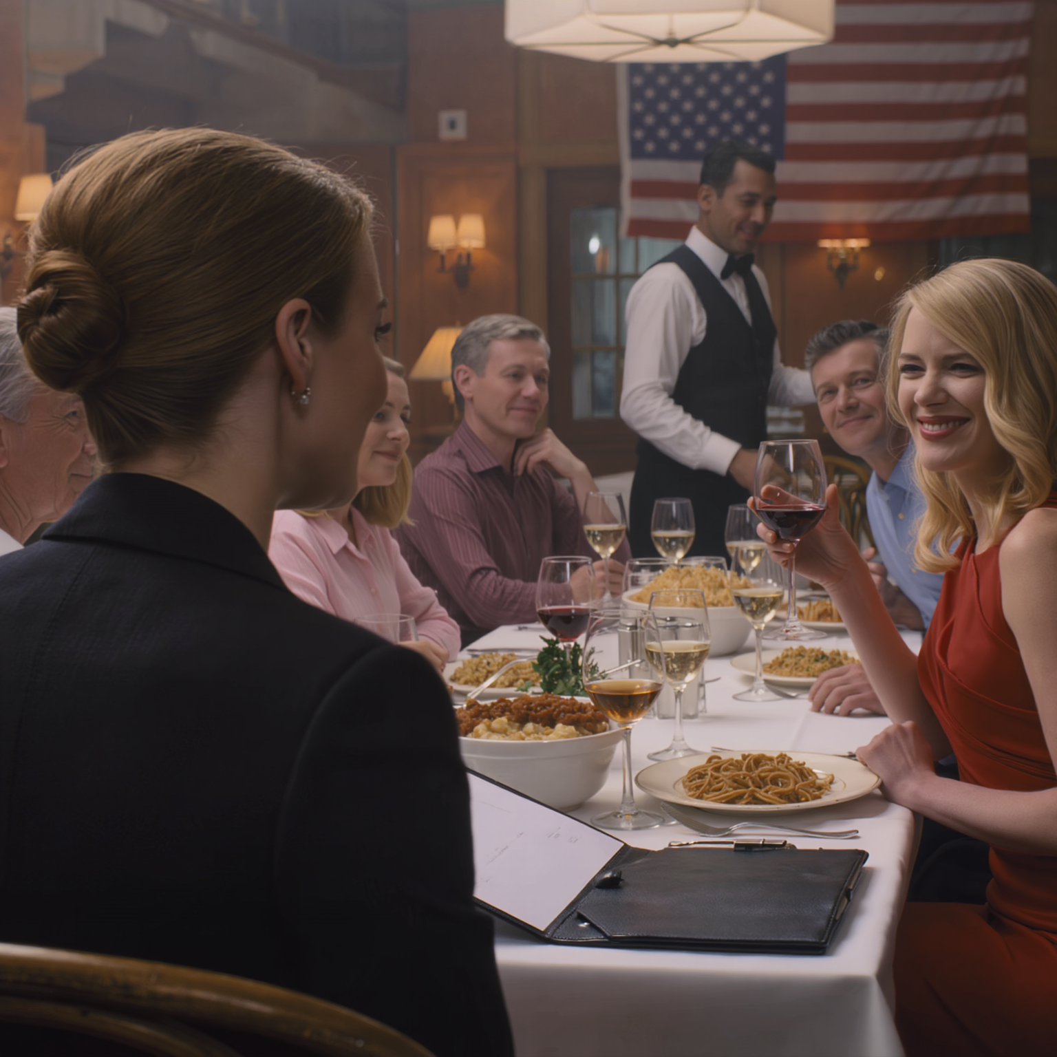 My sister clinked her glass and smirked, “A toast to family—minus the one who was adopted.” The table erupted. I kept chewing, silent, until the waiter set a $5,000 check in front of me. I slid it back: “Please give this to my sister and the relatives she invited—she’s the one who reserved the room.” Then the manager approached… and her smile vanished.