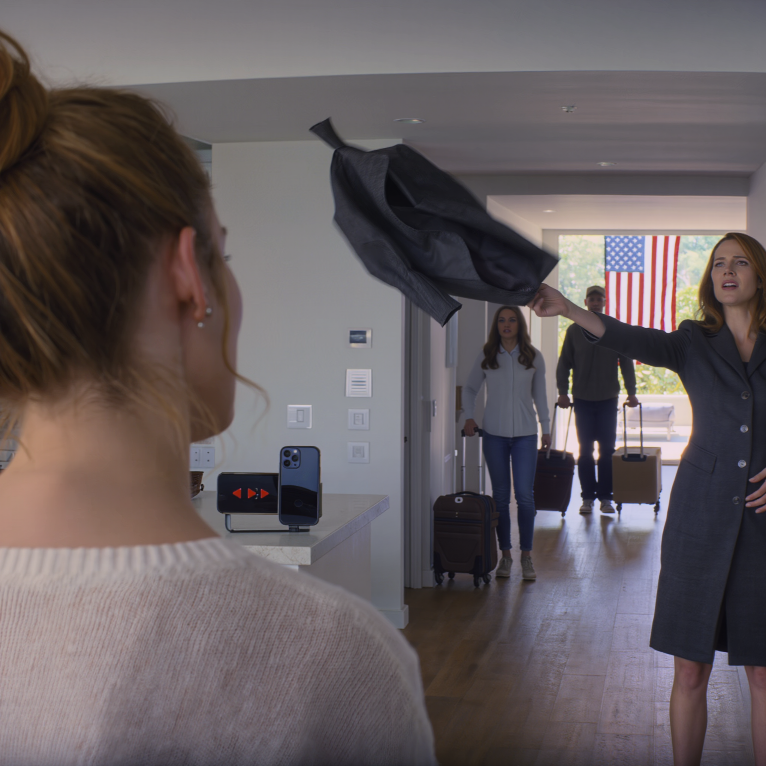 “Sweetheart, meet the new owner of your apartment,” my mom barged in with my sister’s two suitcases and pointed straight at my bedroom: “This room is Grace’s from now on—throw all your stuff out before the movers get here!” My dad nodded like it was the most normal thing in the world, a jacket got thrown in my face, and the whole family looked at me like I was the freeloader… right then, I just smiled and said one very soft sentence.