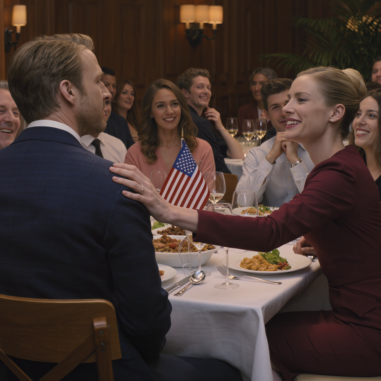 At my wife’s promotion dinner, she laughed in front of her boss: “He’s just here for the free food,” the whole table burst out… right as the restaurant owner walked up and called me: “Sir Langston, your usual table is ready” — the laughter died, my wife’s wine glass froze, someone muttered “Which Langston?”… and when the private room light flickered, my wife leaned in and asked: “What are you going to do next?”