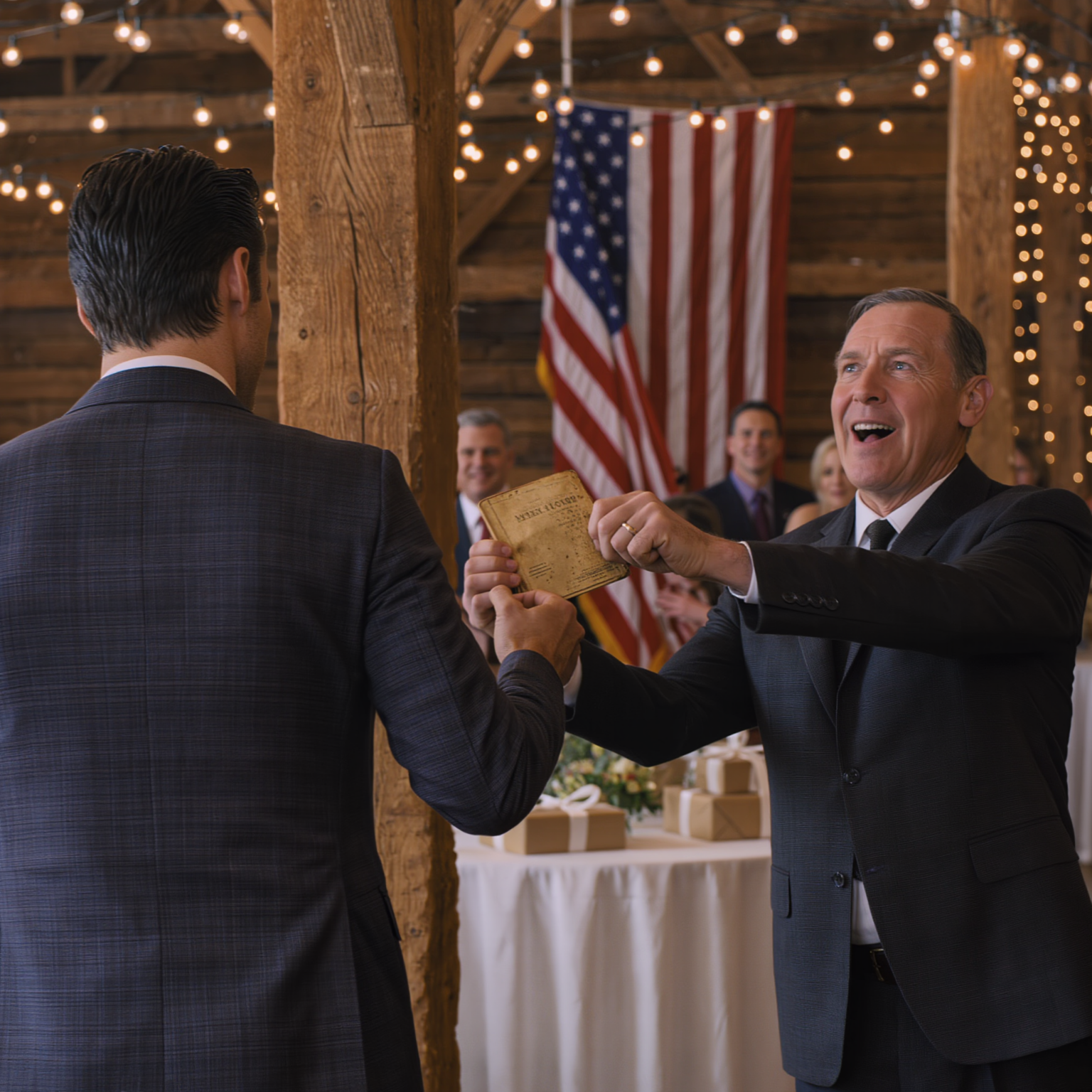 Right at my wedding in the Cleveland suburbs, Grandpa shoved a yellowed passbook into my hand; Dad ripped it away, sneering: “That bank shut down in the ’80s—he’s senile!” I kept it for 5 years, then Grandpa died. The next morning, I still walked into the downtown branch… and the teller went white and ran to get the manager: “Sir… you might want to sit down?”