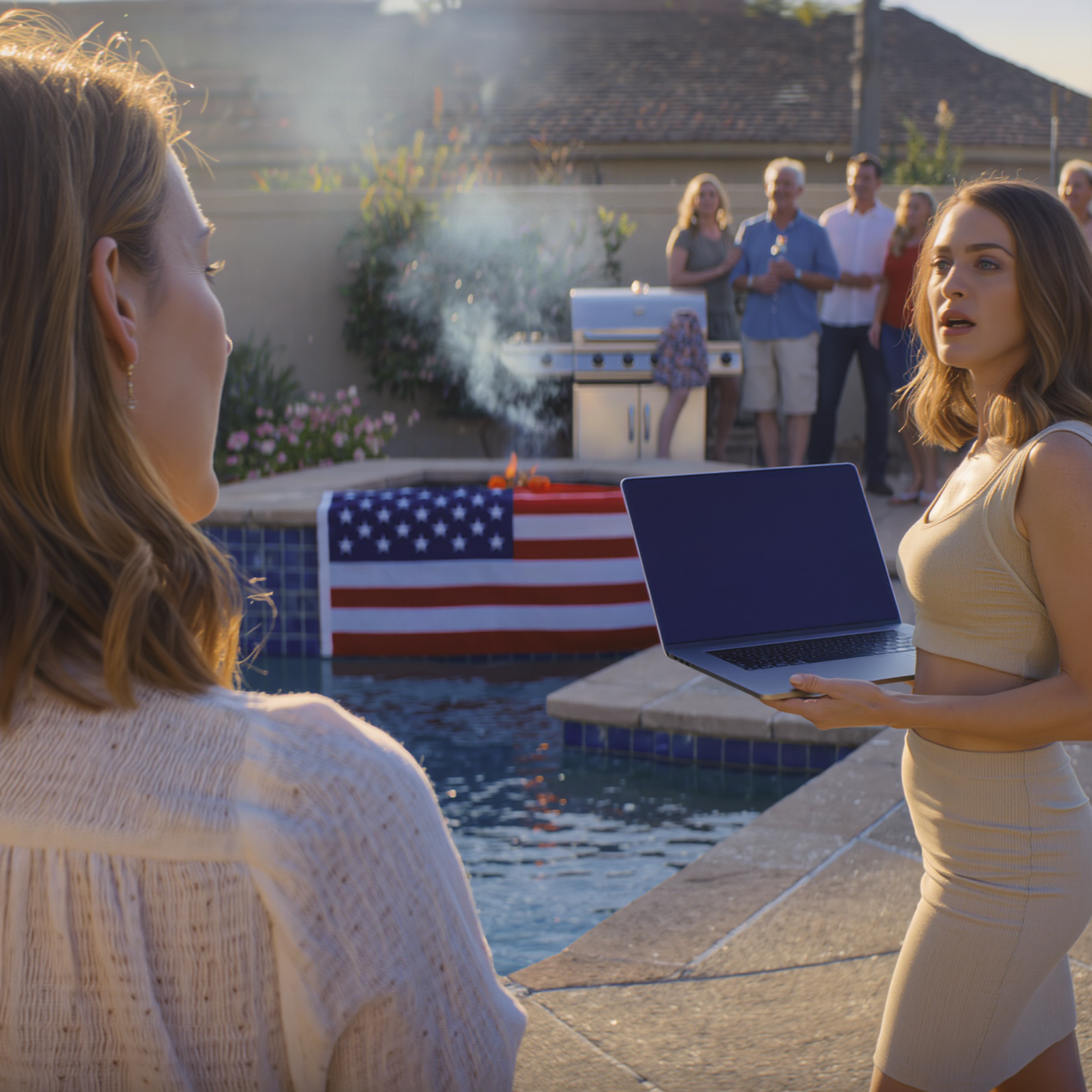 My sister sneered and threw my laptop straight into the pool just because I wouldn’t lend her $10,000, and my dad casually said, “that’s the price of not helping family”; I didn’t argue, I just quietly walked away—and at 6 a.m. the next morning, when my phone kept vibrating with her name, I knew something had gone out of control