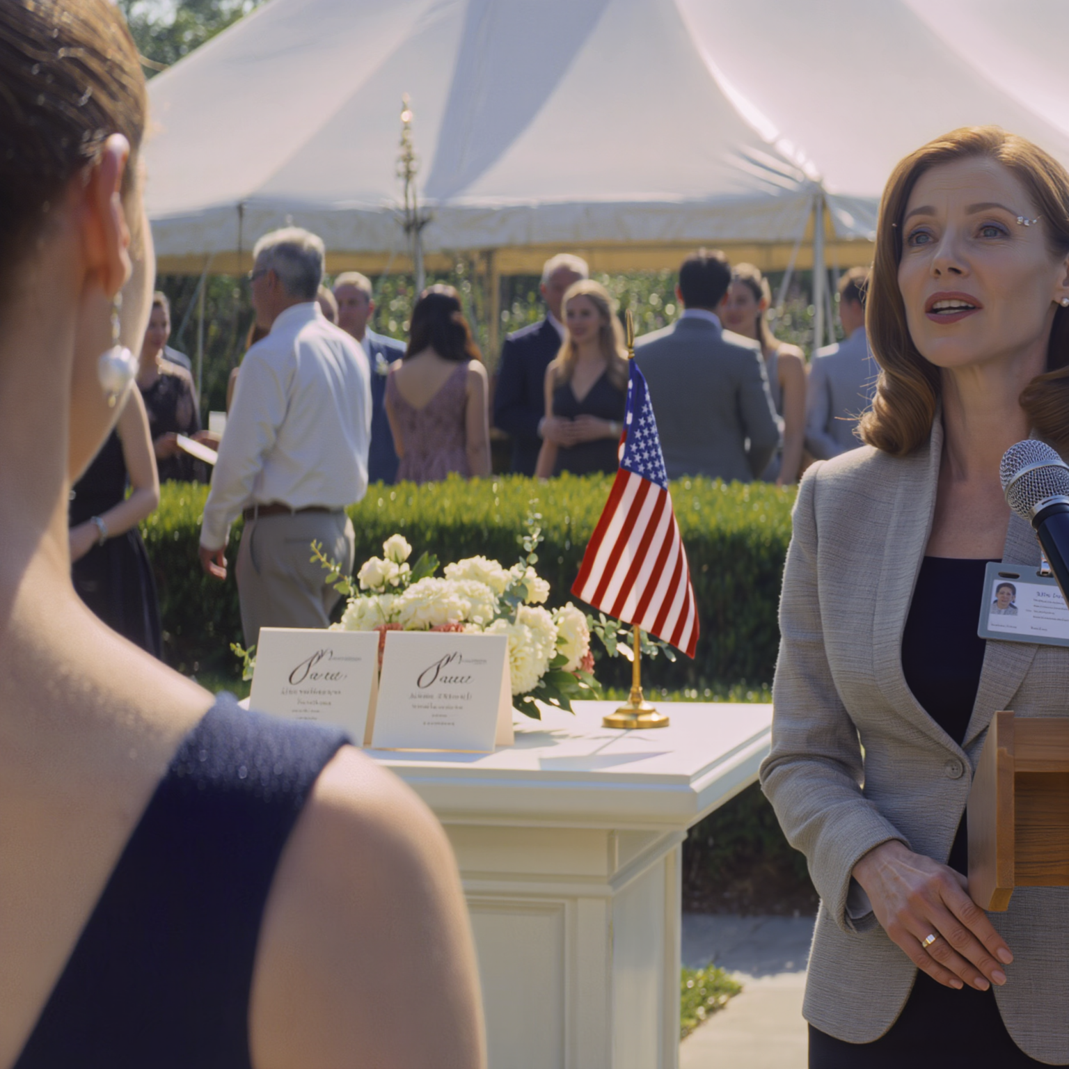 At my sister’s $200,000 wedding at a $15 million estate in Greenwich, I was handed a gray badge that read “limited access guest”; my mom leaned in: “that means no plate.” I smiled, walked straight to the gift table, pulled the $10,000 envelope I’d saved for three years, and said five words that snuffed out my whole family’s smiles… but the “counterpunch” that followed is what left the entire reception dead silent.