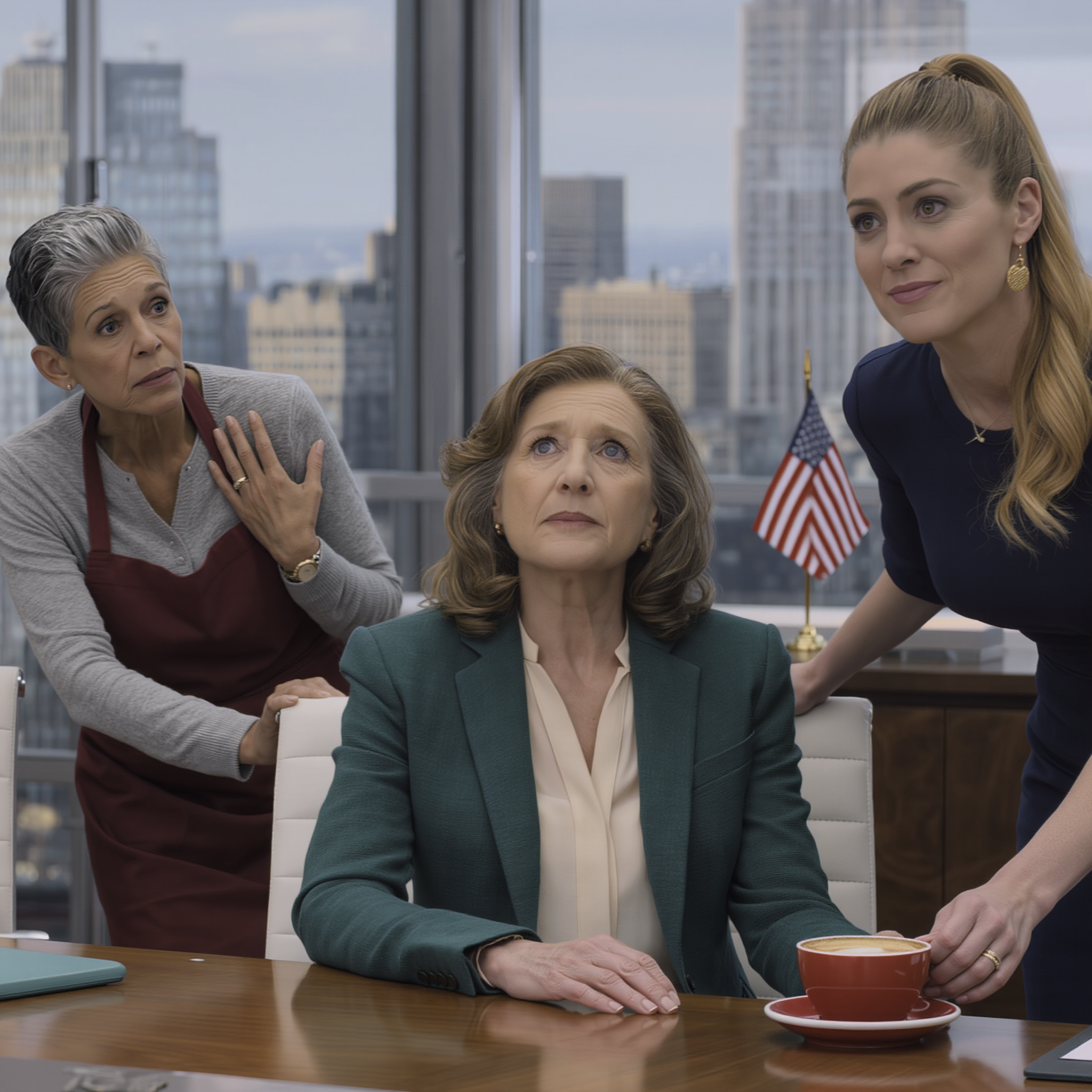 My daughter-in-law brought me coffee right before the meeting. The housekeeper spilled it—almost like it was on purpose. Because of that, I didn’t get the chance to take a single sip… I was about to hand the company over to my son. My daughter-in-law set the cup in front of me, wearing a sugar-sweet smile. The housekeeper “accidentally” bumped my chair and whispered, “Don’t drink it… just trust me.”