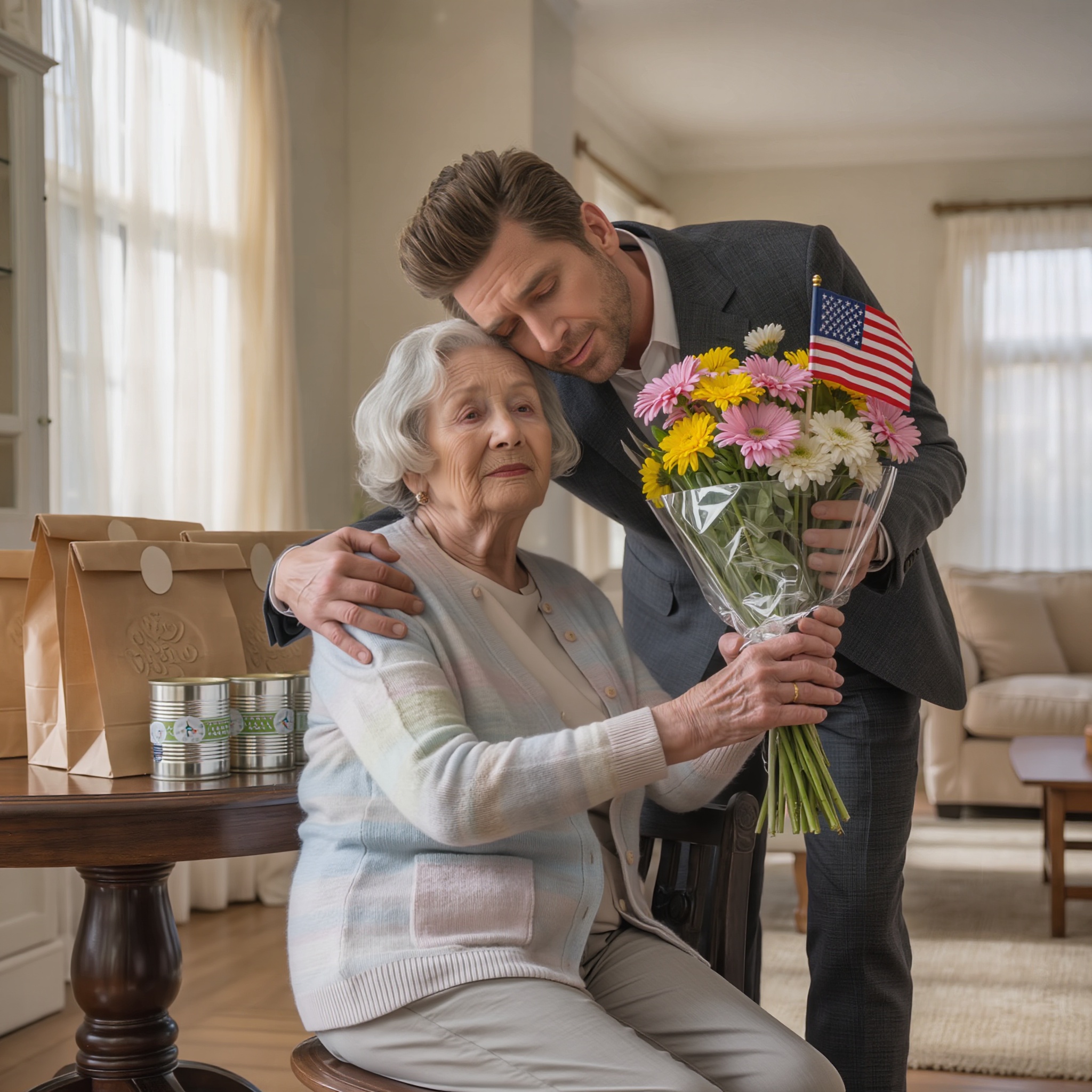 On Mother’s Day, my millionaire son came to visit me with flowers and gently asked if I was satisfied with the 5,000 dollars that my daughter-in-law, Clara, sends me every month. I softly replied, “Son, these days the church is the one feeding me.”