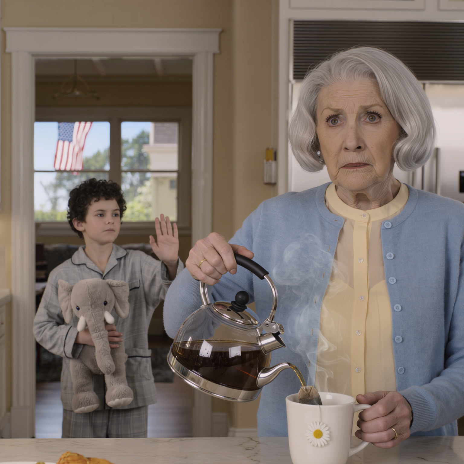 My son and my daughter-in-law went on a cruise, leaving me to babysit my eight-year-old grandson—the child everyone believed was ‘mute’ since birth. The second the door clicked shut, he stopped rocking, looked me straight in the eye, and whispered clearly: ‘Grandma… don’t drink the tea Mom left out. Something isn’t right.’ And what he said stopped me from making a terrible mistake…