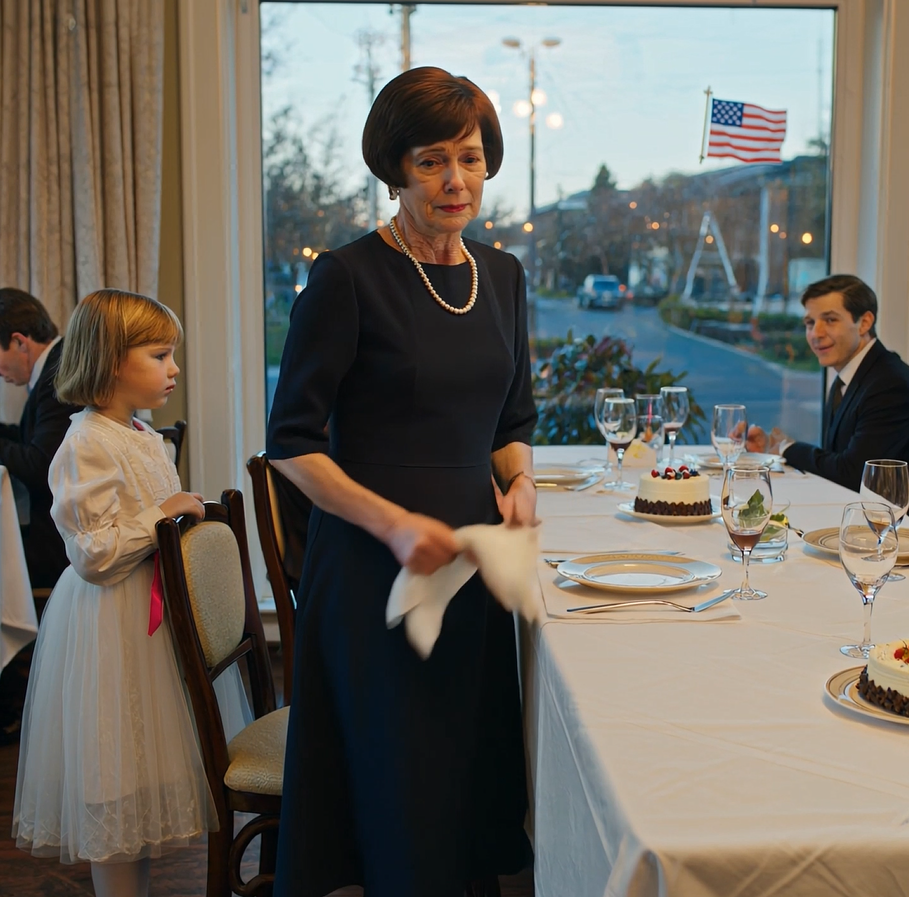 My 8-year-old granddaughter rolled her eyes and said, “You can’t sit with us. Mom said you’re an old burden.” The whole table burst out laughing — including my son. I stood up and left quietly. That night, he texted, “Payment still due tomorrow?” I replied, “Figure it out.” The next day, panic.