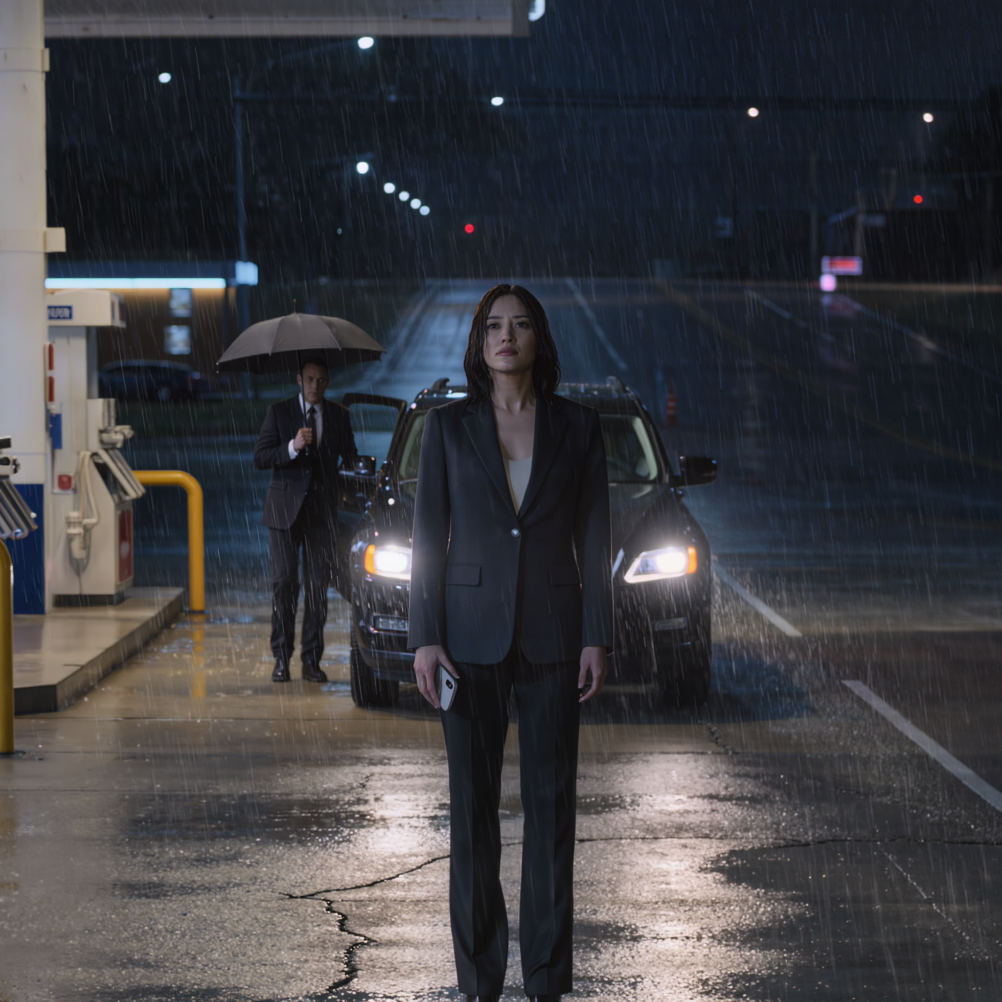 My husband left me in the rain, thirty-seven miles from home. He said I “needed a lesson.” I didn’t argue. I just watched him drive away. Moments later, a black truck pulled up. My bodyguard stepped out, calm and ready. I smiled as I climbed in. His cruelty had ended. This was his last mistake…