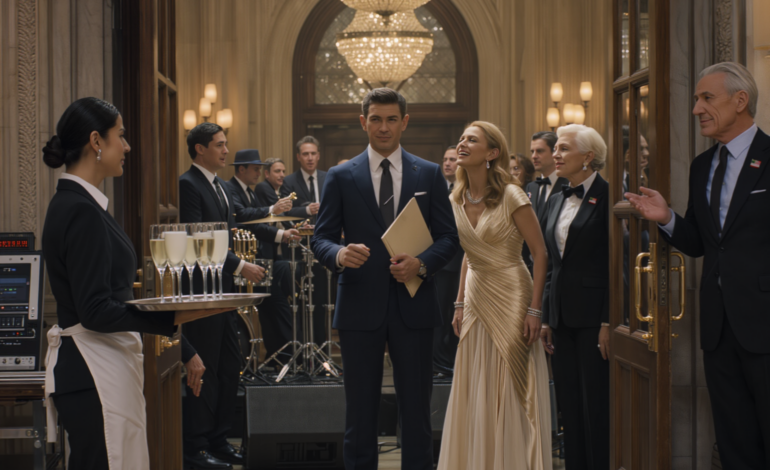 At my sister Madison’s engagement party in a downtown Grand Meridian ballroom, a guard sized up my faded jeans and sneered, “Service entrance,” while Madison laughed like I was hired help. I tied on an apron, stayed invisible, and watched a tiny security camera blink over chandeliers as ‘old money’ guests whispered about what my family could do for them. Then a stranger slipped a USB near the sound system—and my general manager entered with a folder looking for Ms. Wong.