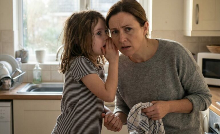 Just after my husband left for a business trip, my six-year-old daughter ran up to me and whispered, “Mom… we need to go far away. Right now.” Confused, I asked, “What’s going on?” She was shaking as she answered, “There’s no time. We have to get out of the house right now.” I grabbed our things and reached for the doorknob when suddenly… it happened.