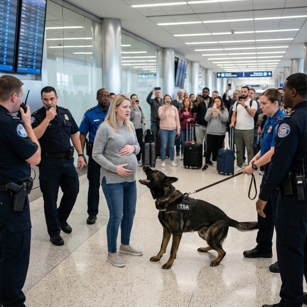A dog barks frantically at a pregnant woman in an airport—and the truth security uncovers is staggering…