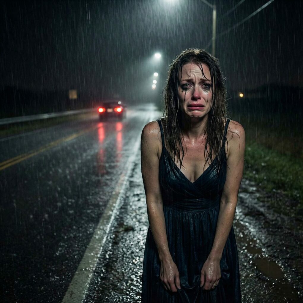My husband abandoned me in the rain, 37 miles from home. He said I “needed a lesson.” I didn’t argue. I simply stood there and watched him drive away. Some time later, a black truck pulled over. My security guard stepped out—calm, prepared, and in control. I smiled as I climbed into the truck. His cruelty was over. This was his final mistake.