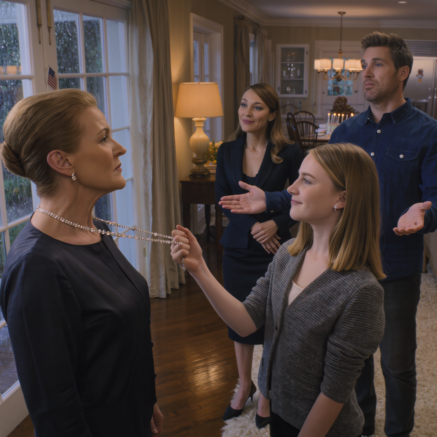 My niece smiled, tugged my grandmother’s diamond necklace, and said “If it’s real, it should hold up,” right before it snapped in the middle of my mom’s birthday party—while my sister-in-law laughed, my brother asked if it was ‘even worth much,’ and everyone moved on to cake… so I drove home with three loose stones in my palm and opened the one email thread they never knew existed.