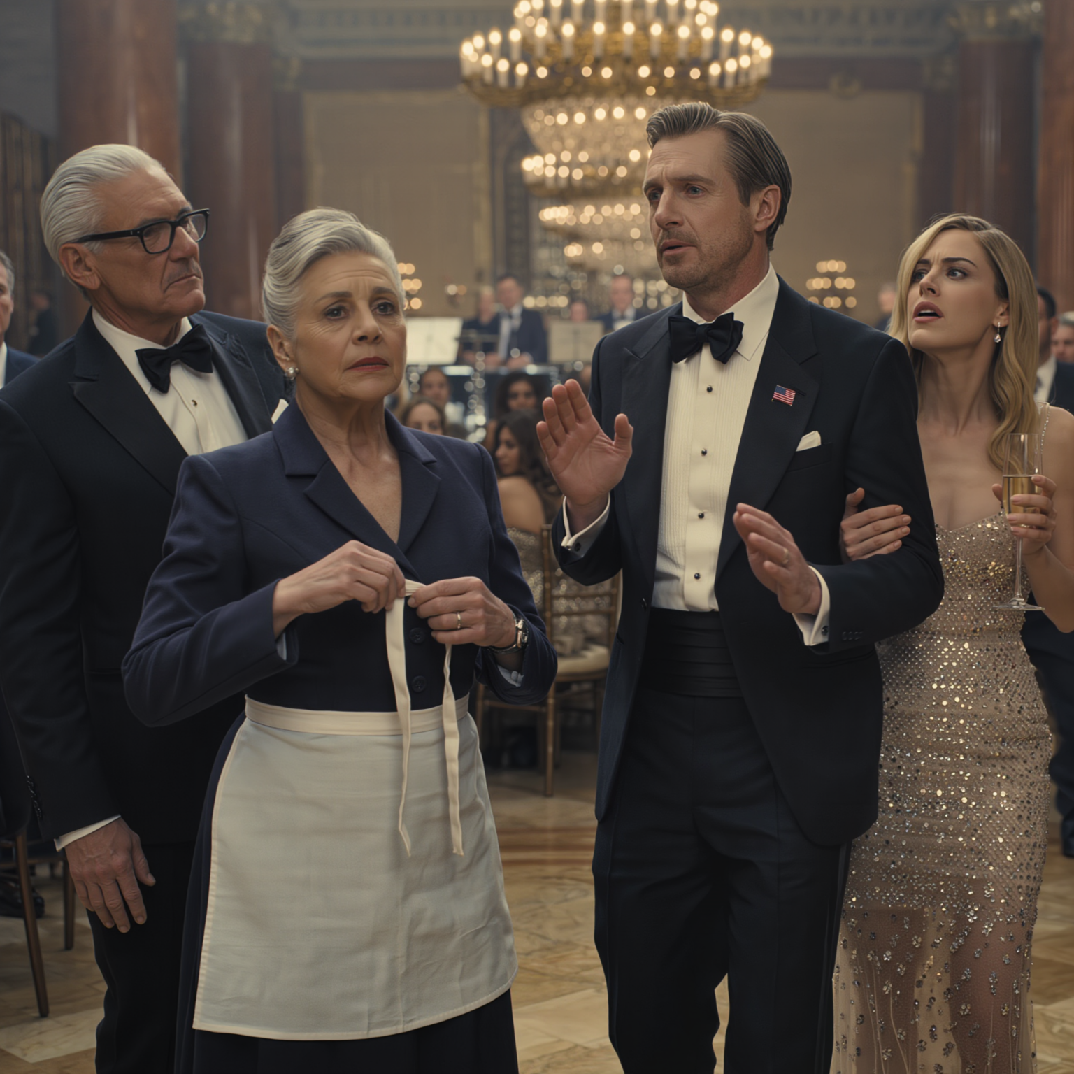 I came to the Harvard Club to smile for my son’s engagement photos, but they shoved an apron into my hands and I heard my future father-in-law laugh, “Don’t let the cleaning lady near the partners,” so I stayed quiet, carried champagne, and waited until the one man in the room with power finally said my name out loud.