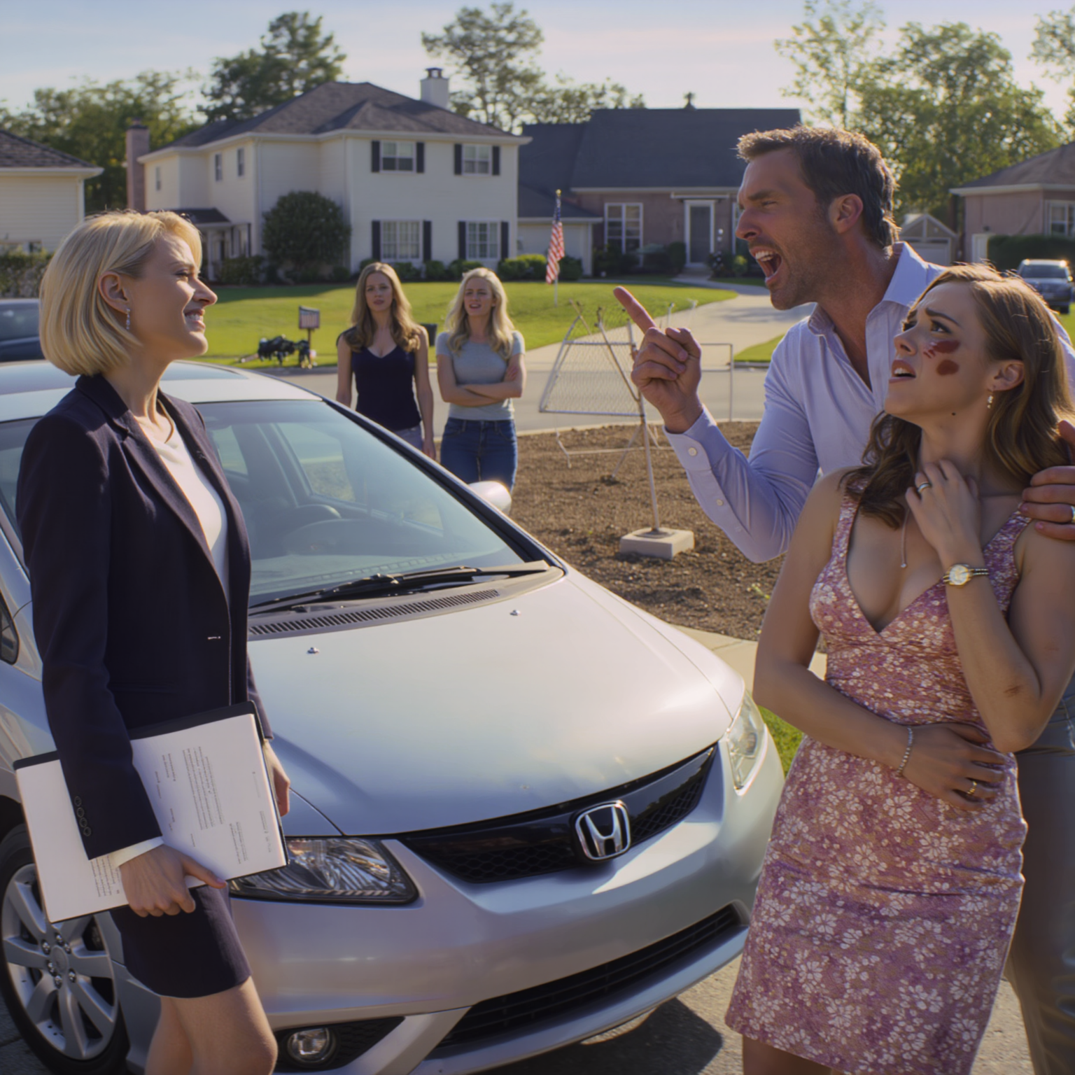 My husband flew our kids to Tuscany to marry his twenty four year old assistant, then texted me, “Be gone when we return. I hate old things,” so when their laughing convoy rolled back into our cul de sac and Frank yelled, “Where’s my house?”, he didn’t realize I was parked across the street in my Honda, smiling, with the one folder that could flip his “new life” upside down.