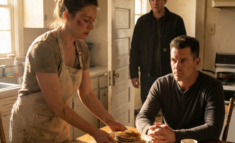 After my husband ʜɪᴛ me, I went to bed without saying a word. The next morning, he woke up to the smell of pancakes and saw the table filled with delicious food. He said, “Good, you finally understand.” But when he saw the person sitting at the table, his expression changed instantly…