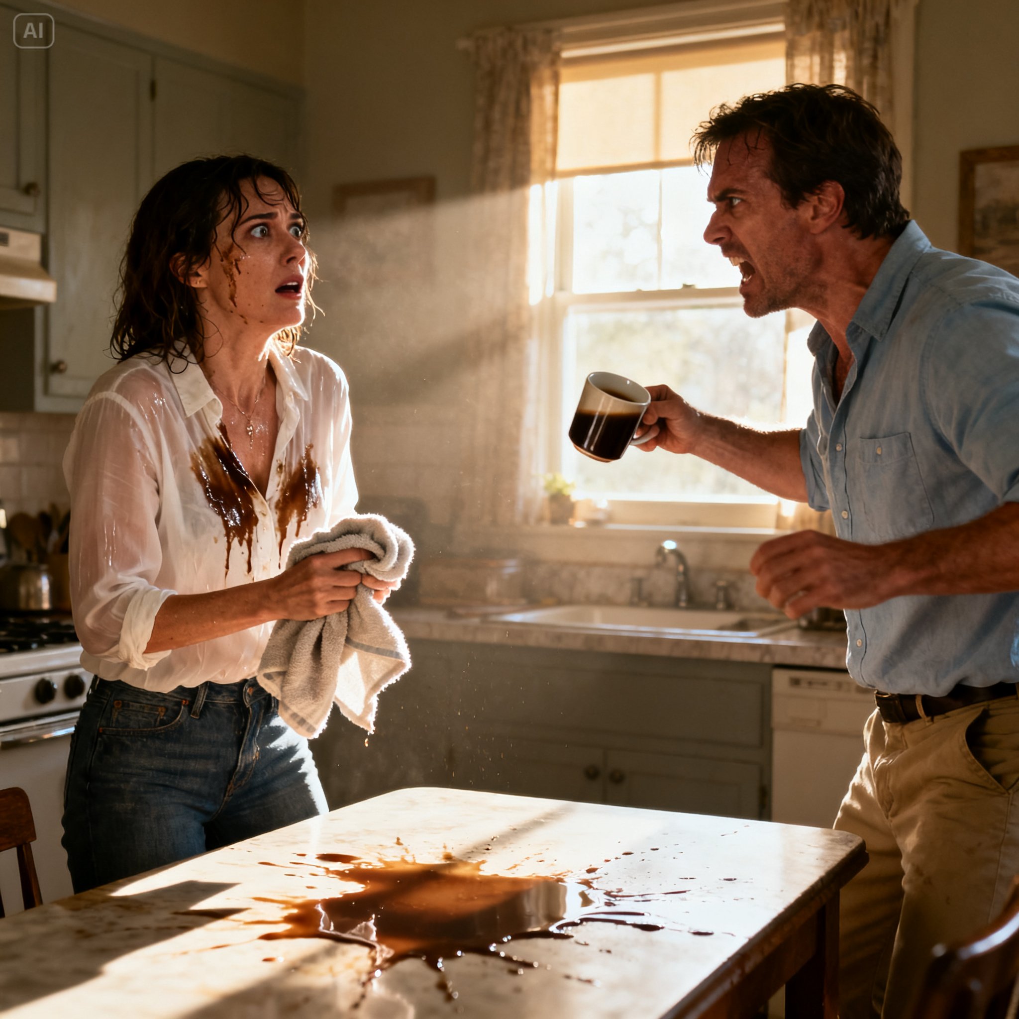 At breakfast, my husband threw coffee on my face when I refused to give him my credit card. I stayed silent, refusing to react. But that single morning changed everything about our marriage.