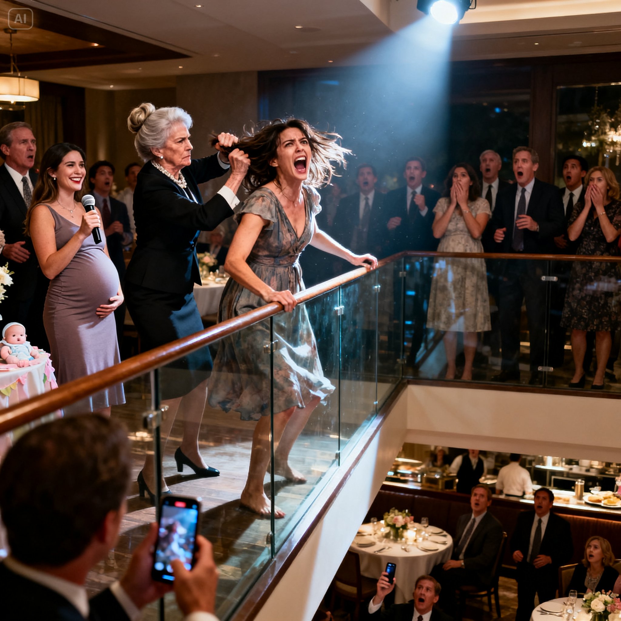 At my sister’s baby shower, she laughed and announced my miscarriage into the microphone. When I stood up to stop it, my own mother told me to “stop overreacting”… and seconds later, I was falling from the second floor. I woke up to a scene that exposed the truth about my family.