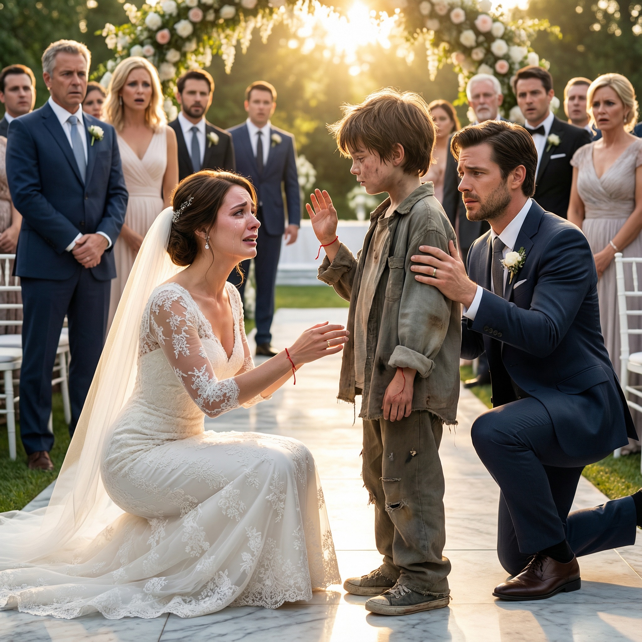 Asking for food at a grand wedding, a young boy froze when he realized the bride was his missing mother. What the groom did next left the entire room in tears.