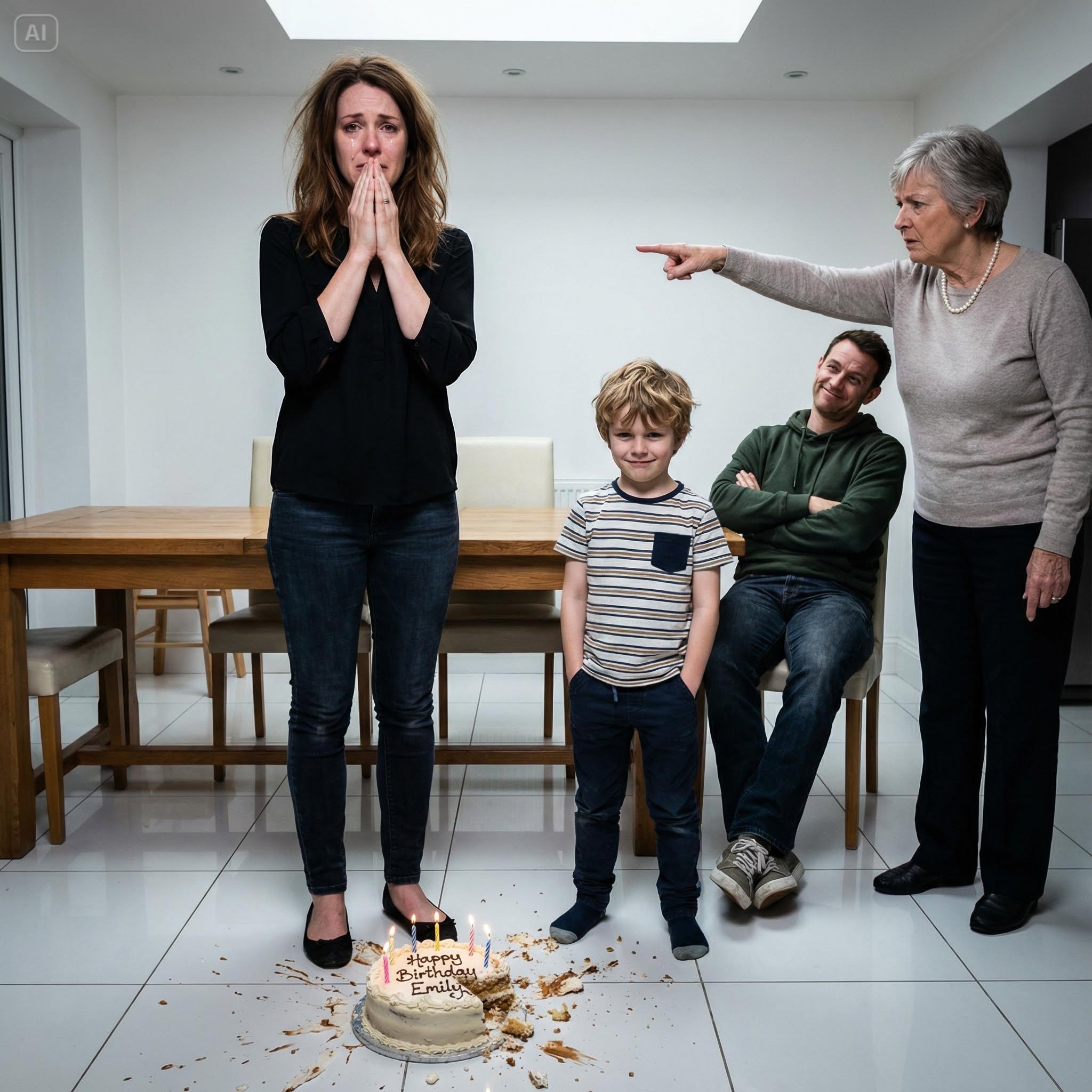 My brother’s son threw my birthday cake on the floor and said, “eat it off the ground.” I didn’t say a word. That evening, mom texted: “we’ve chosen to sever all contact. stay away forever.” My brother liked it. I replied, “removing my name from every loan tomorrow.” By midnight, the group chat flooded – 53 missed calls…