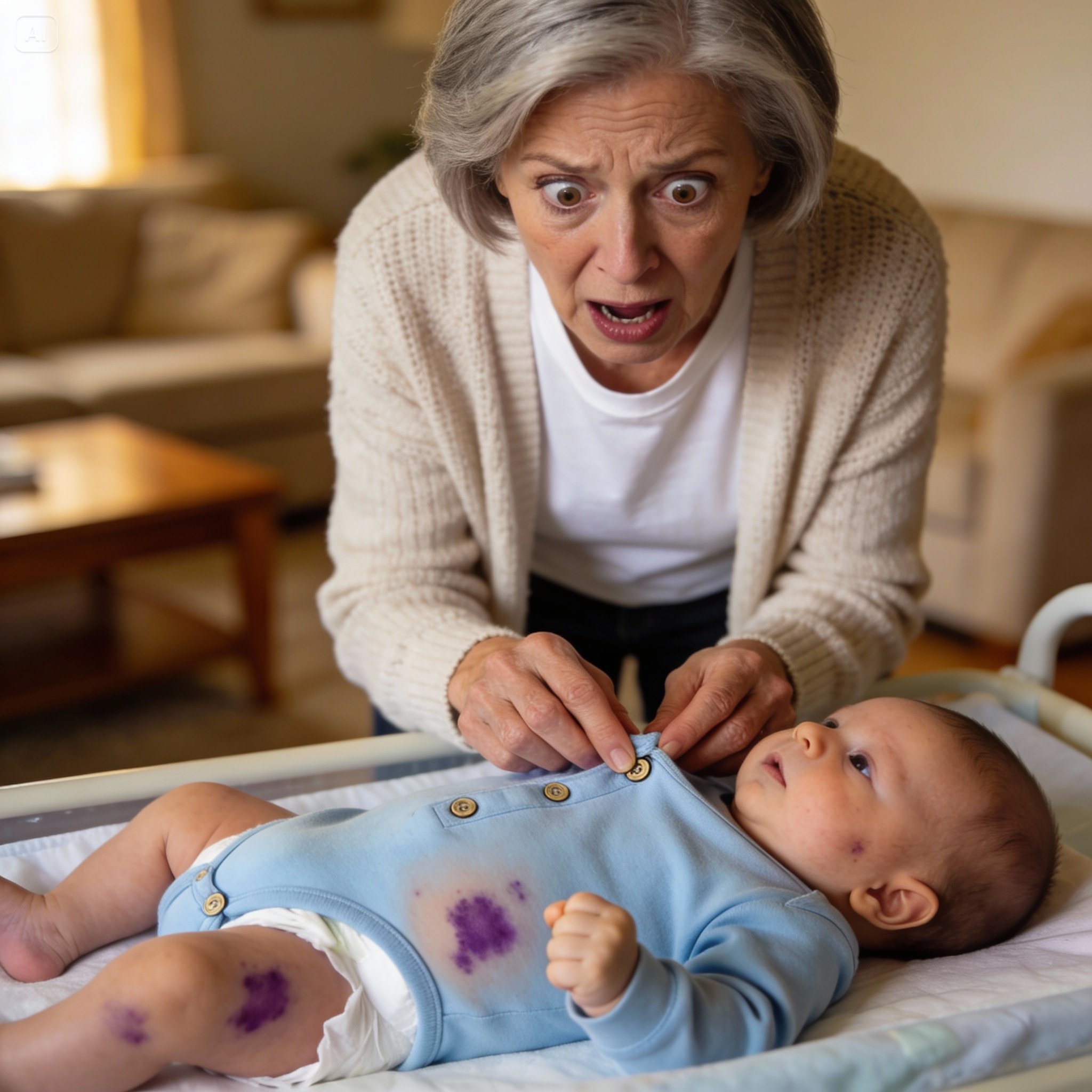 My grandson cried like he was in pain. I thought he was just fussy — until I lifted his onesie. I rushed him to the ER… and that’s when the truth began to unravel.