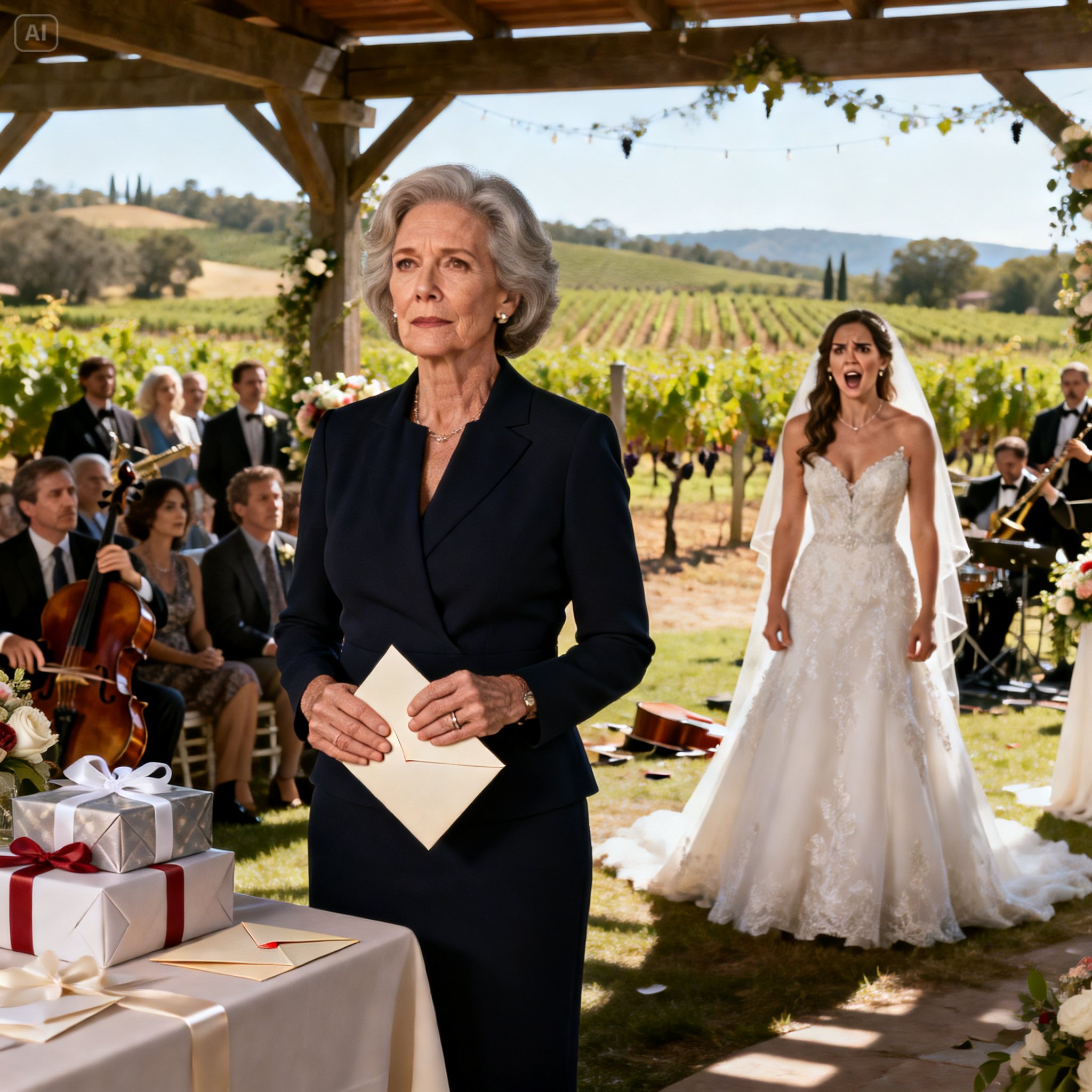 AT MY SON’S WEDDING, HIS BRIDE SNEERED, “SIT BY THE KITCHEN DOORS—YOUR FACE WOULD RUIN THE FAMILY PHOTOS.” MY SEAT? GIVEN TO A STRANGER. I SMILED, WALKED TO THE GIFT TABLE AND QUIETLY TOOK BACK MY $25,000. THEN I WHISPERED, “DON’T WORRY… I’LL STAY OUT OF YOUR LIFE FOREVER.” THREE HOURS LATER, THE BAND, BAR AND FLOWERS VANISHED.