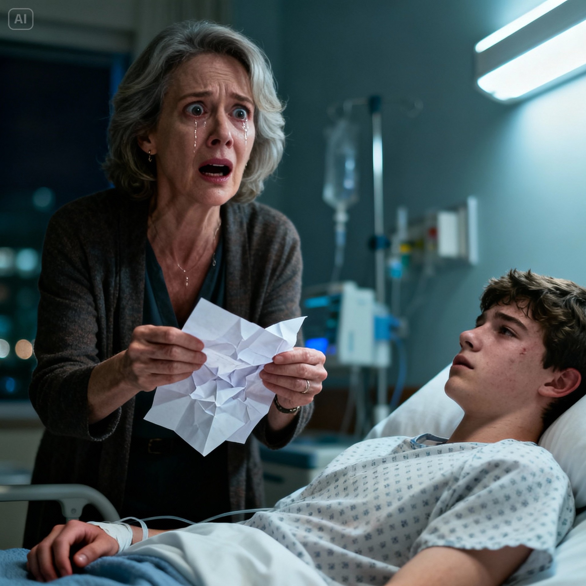 My son slipped into a coma after an accident. The doctor told us, “The chances of recovery are very slim.” My husband collapsed in tears and left the room. When I took my son’s hand, I felt something—he was gripping a small piece of paper. I unfolded it and saw shaky handwriting: “Mom, open my closet.” That night, when I opened the closet, I was left completely speechless….