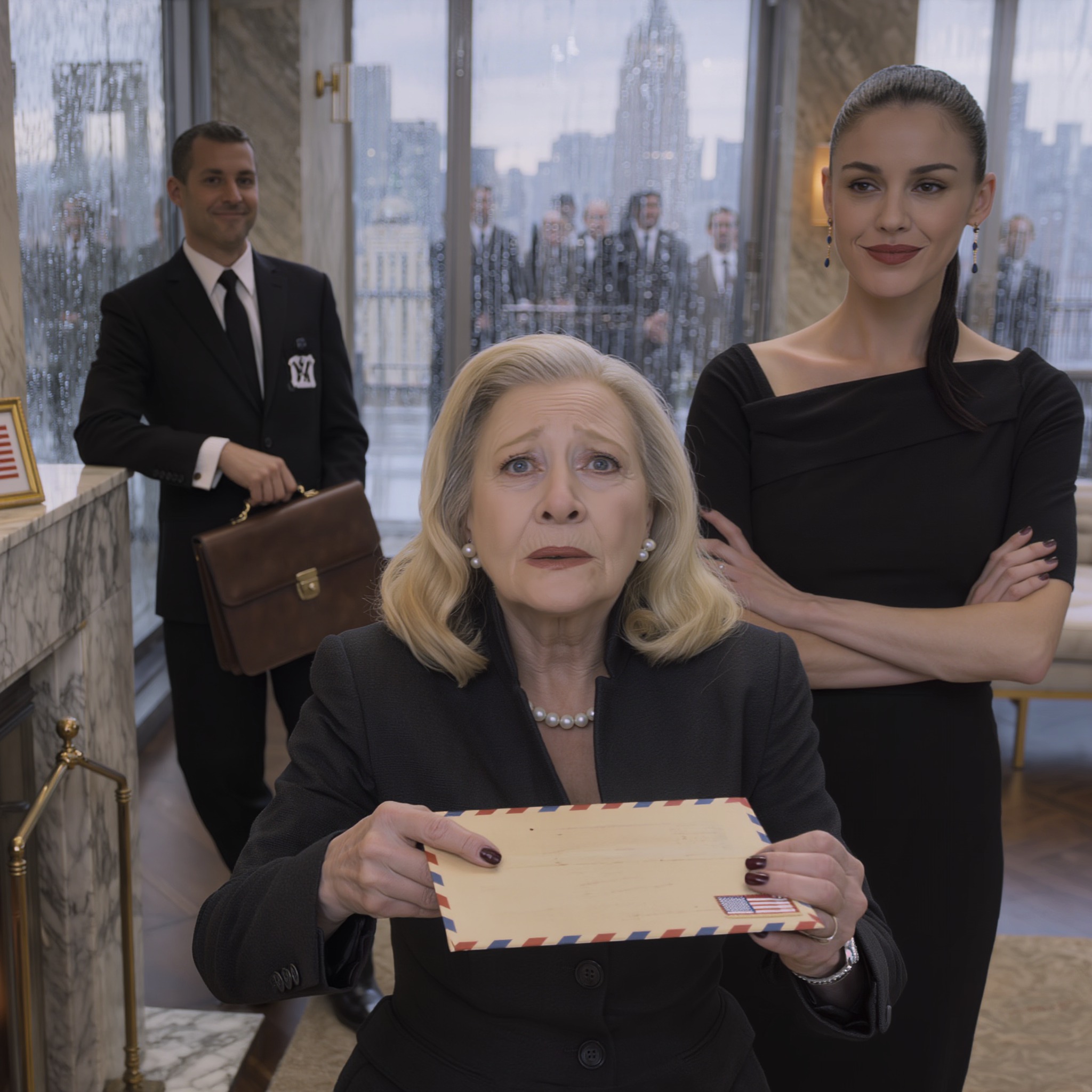 At my son’s funeral, my daughter-in-law inherited a New York penthouse, company shares, and even a yacht. All I got was a crumpled envelope. Everyone laughed when I opened it—inside was a one-way plane ticket to rural France. But I still went. When I arrived, a driver was waiting, holding a sign with my name on it. And he said five words that made my heart pound.