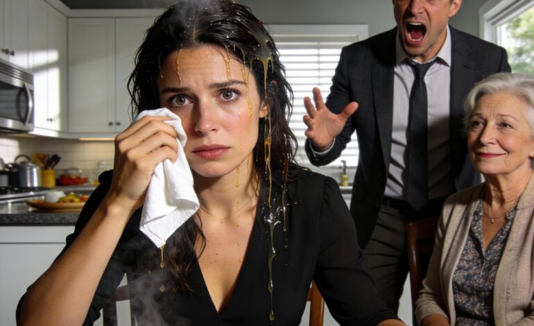 At the family dinner, my husband poured hot soup on my head while his mother laughed.. Then he said “You’ve got 10 minutes to get out.” I wiped my face pulled some papers from my bag laid them on the table and said calmly “You’re right. 10 minutes later…”