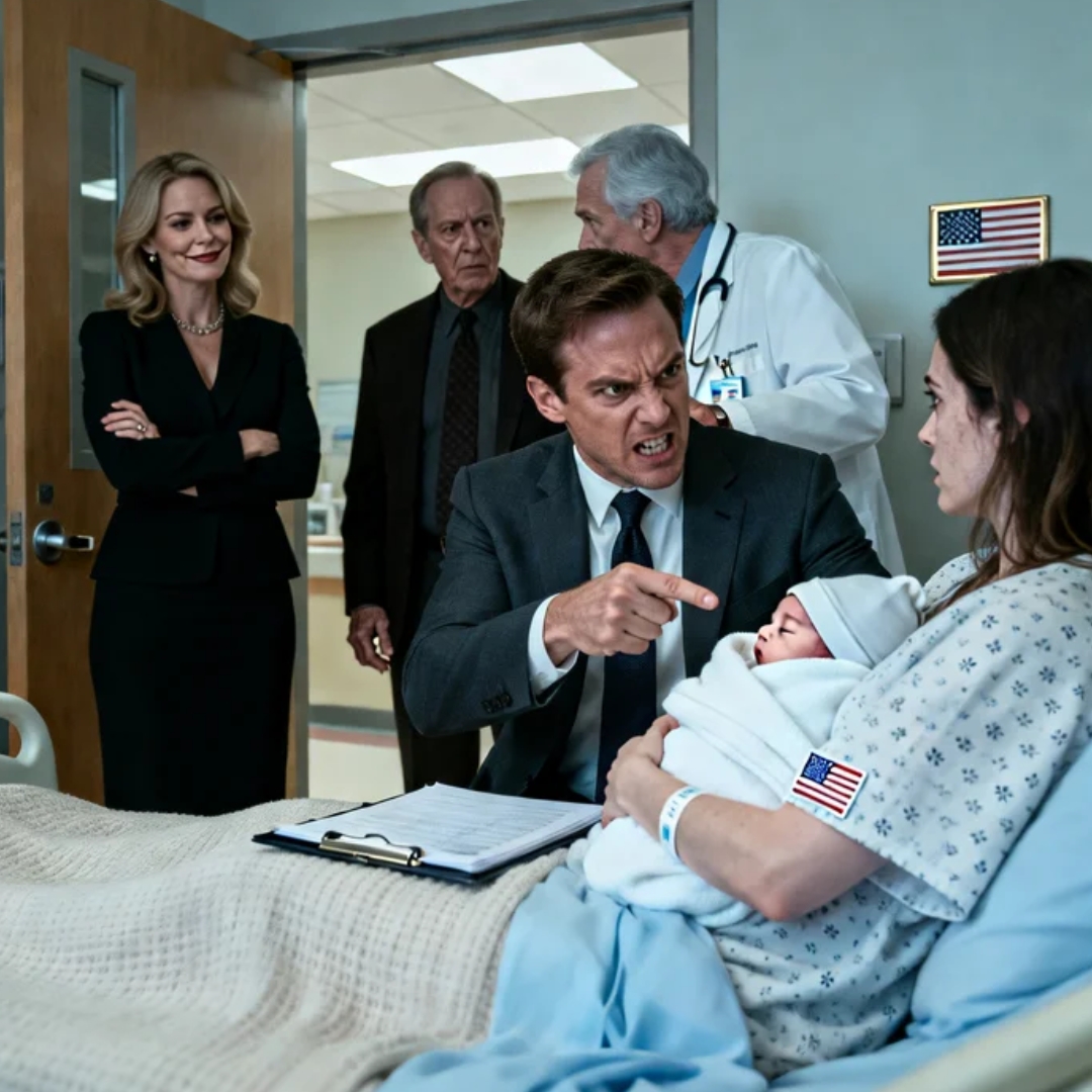 After giving birth, my husband demanded a DNA test to expose me. “That thing is not mine!” he shouted, humiliating me in front of his wealthy family. But his father went pale when the doctor…