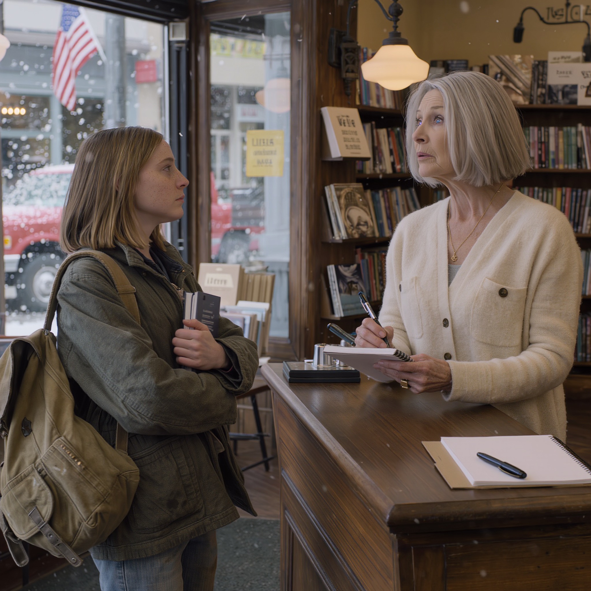 My son demanded that I sell my bookstore to fund his startup; I refused, so he cut me off—years later, a homeless girl came asking for a job, and her familiar face made me ask, “Who is your mother, and how old are you?” Her answer exposed my son’s dark secret…