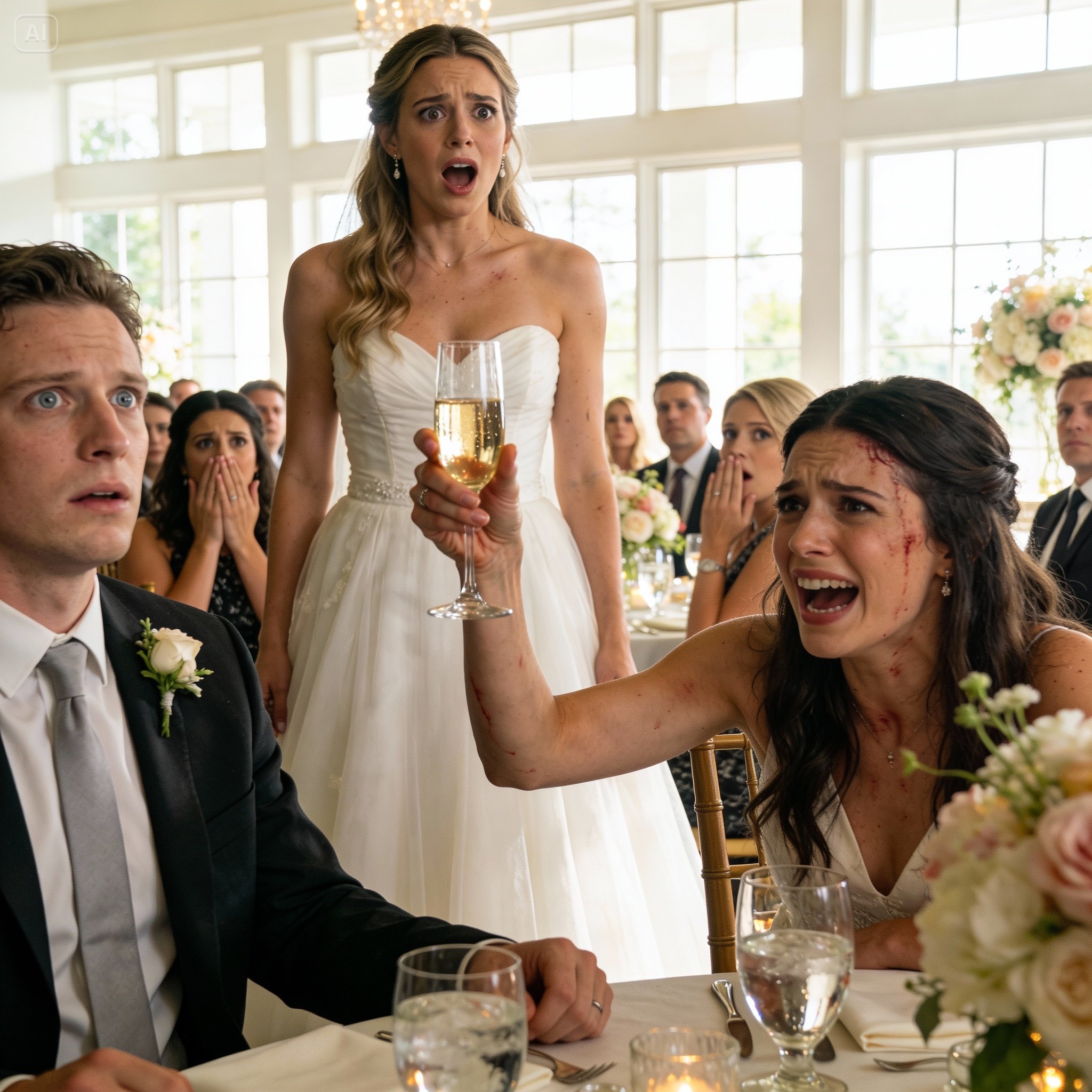 He held the mic, a wide grin on his face. My husband was staring at his shoes. I saw my sister’s hands shaking. The room was completely silent. Then she started giggling. A slow, quiet chuckle. He turned to her, his smile gone. And then she raised her glass to me and said…