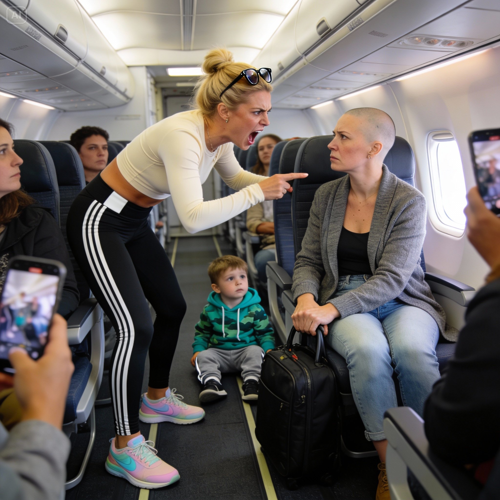 “I don’t care if you’re sick—my child comes first, he deserves your seat’!” she screamed. What happened next silenced the entire gate.