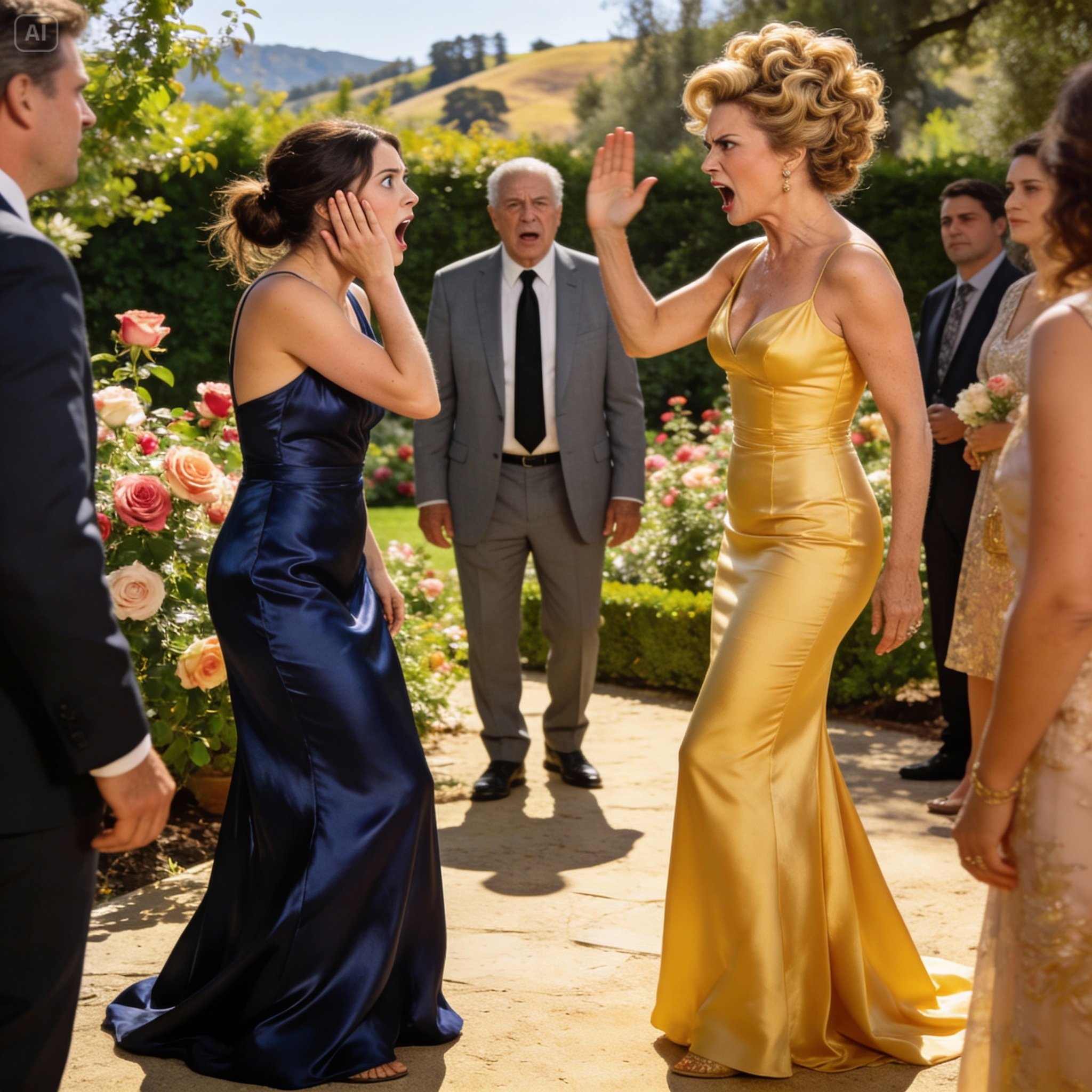 At my sister’s wedding, my stepmom screamed, “Who let you in?” then slapped me in front of everyone. My dad said, “Get on your knees and apologize.” I walked out — then the vineyard deal collapsed.