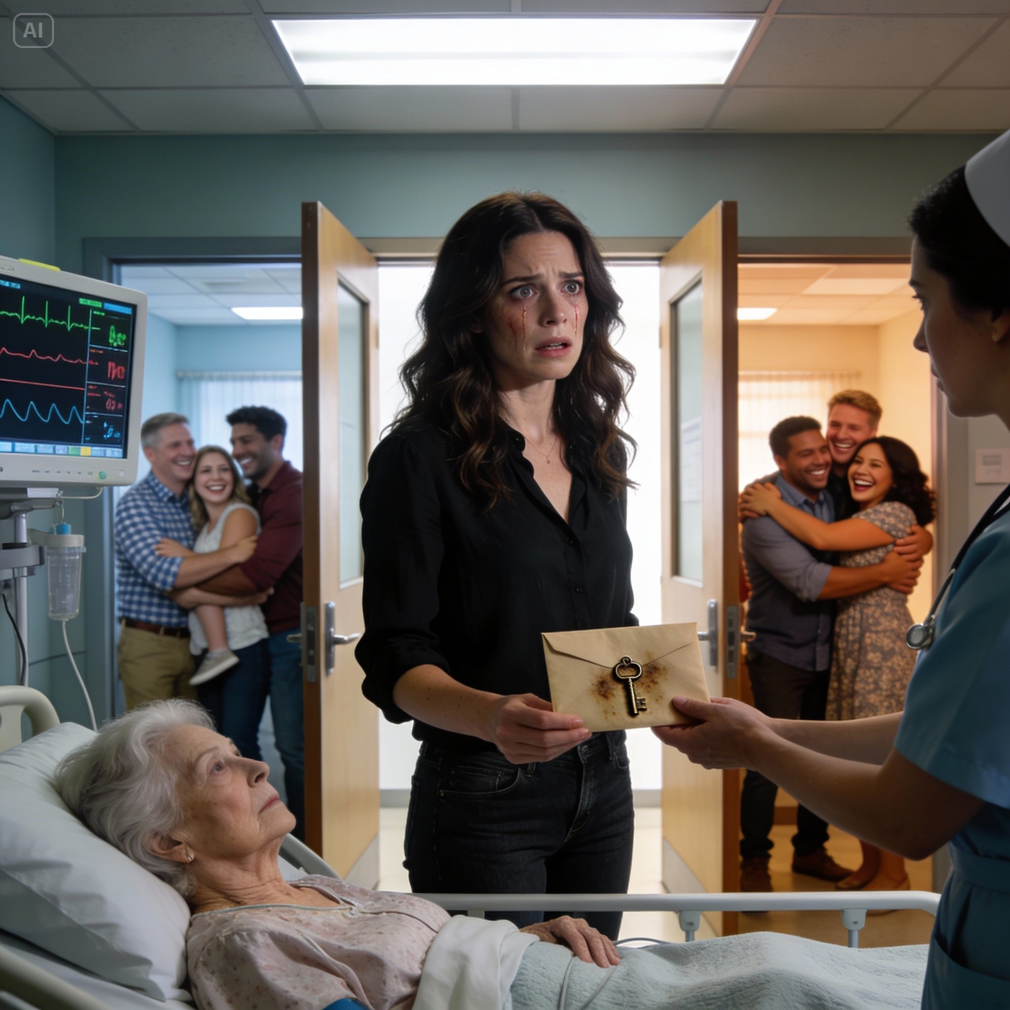I stood alone by my mother-in-law’s hospital bed as she passed — other rooms echoed with supportive families, mine stayed silent. No husband, no friends, no calls, not even a fake excuse. As the doctor marked the time, a nurse handed me her final letter… inside were names, a key, and one chilling instruction…