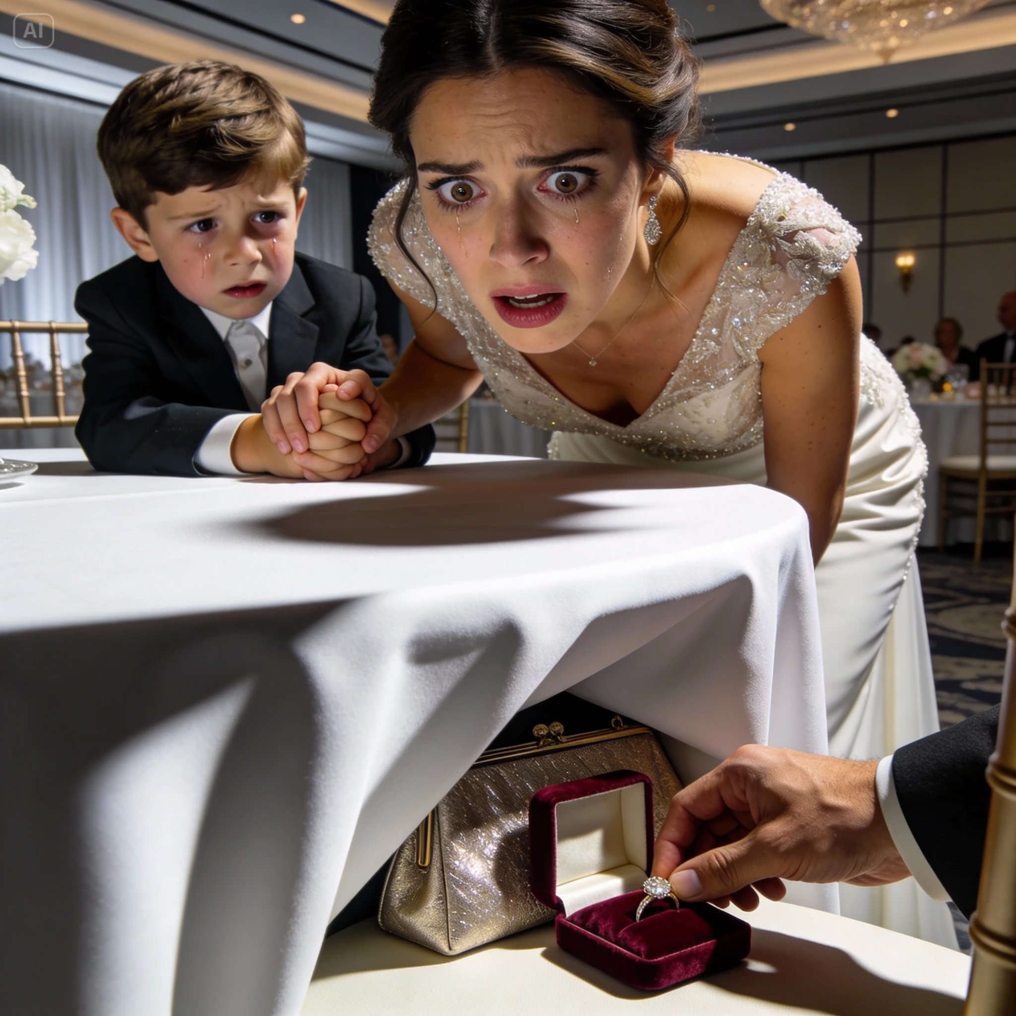 I Was Sitting Quietly With My Six-Year-Old Son At My Brother’s Wedding When He Suddenly Grabbed My Hand And Whispered, “Mom… We Need To Go Home. Right Now.” I Asked, “What’s Wrong, Sweetheart?” He Started Trembling And Said, “Mom… You Haven’t Looked Under The Table Yet… Have You?” I Slowly Bent Down.
