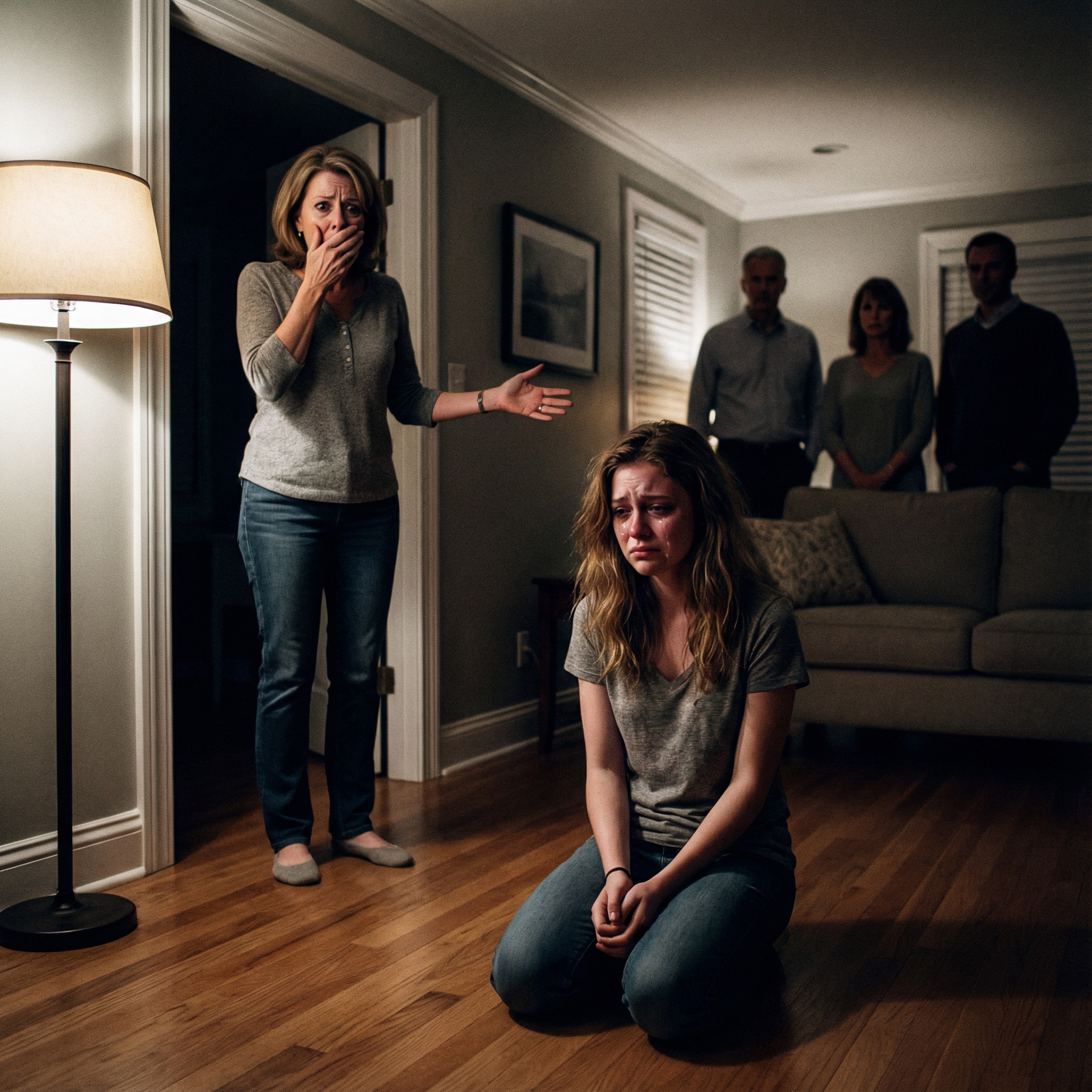 I Found My Daughter Kneeling in the Living Room While They Called It “Correction” — By Morning, She Was Free, and the House Built on Silence Began to Fall Apart