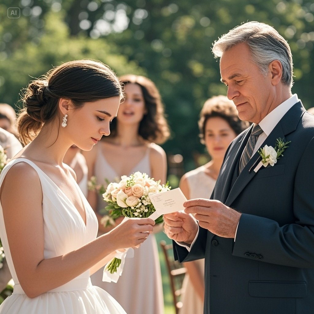 During Her Wedding Ceremony, My Daughter Pulled A Note From Her Bouquet And Handed It To Me: “Dad…